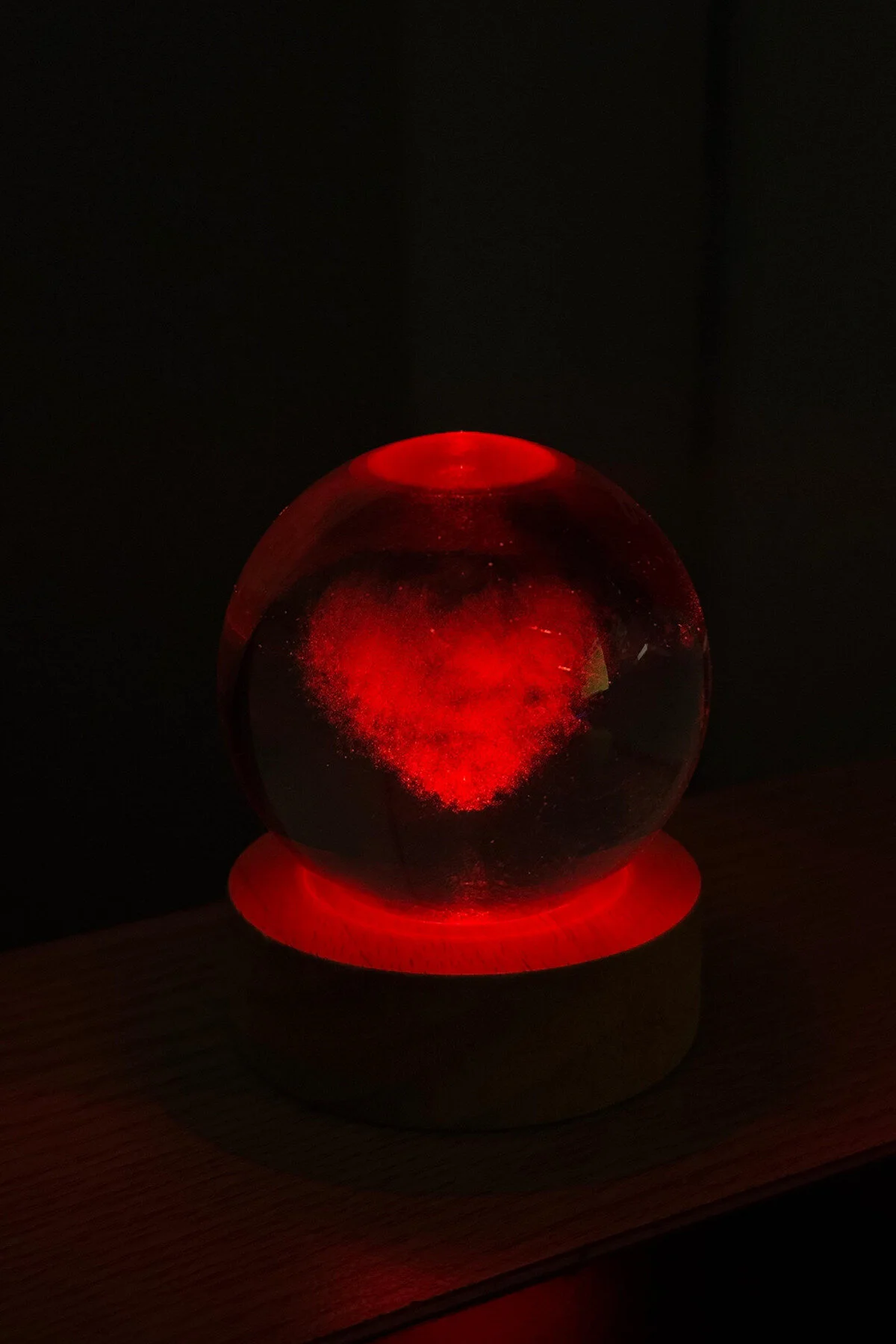 گوی برفی تغییر رنگ RGB LED چراغدار HEART GLASS SNOW GLOBE CRYSTAL PLANET SPHERE هدیه برای عاشق از ترکیه Aşkın İncisi