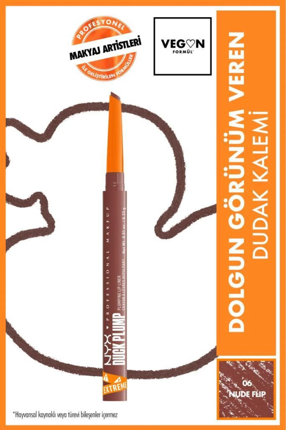 خط لب چاق و چله اردک که ظاهری کامل دارد 06 تلنگر برهنه NYX Professional Makeup