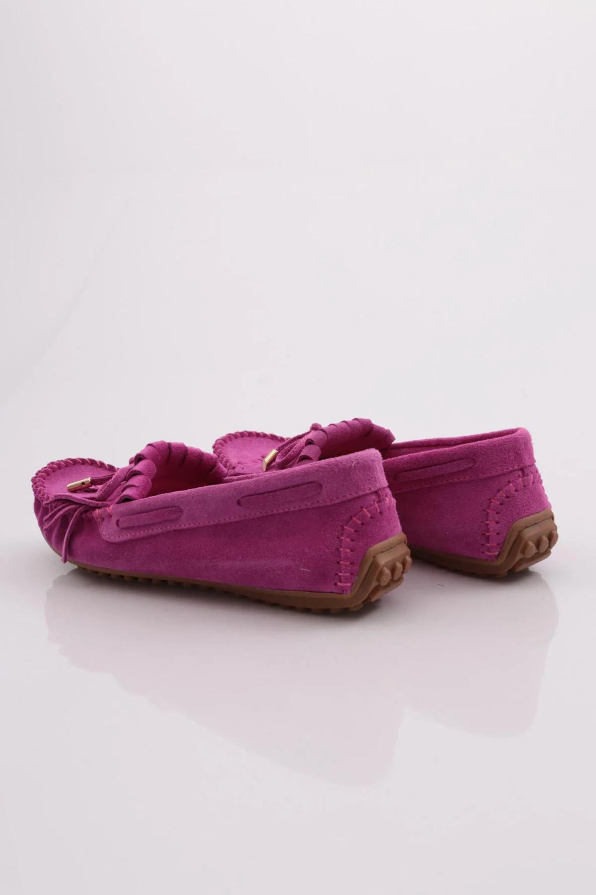 کفش زنانه چرم اصلی LOAFER FUCHSIA SÜET LEATHER Dgn