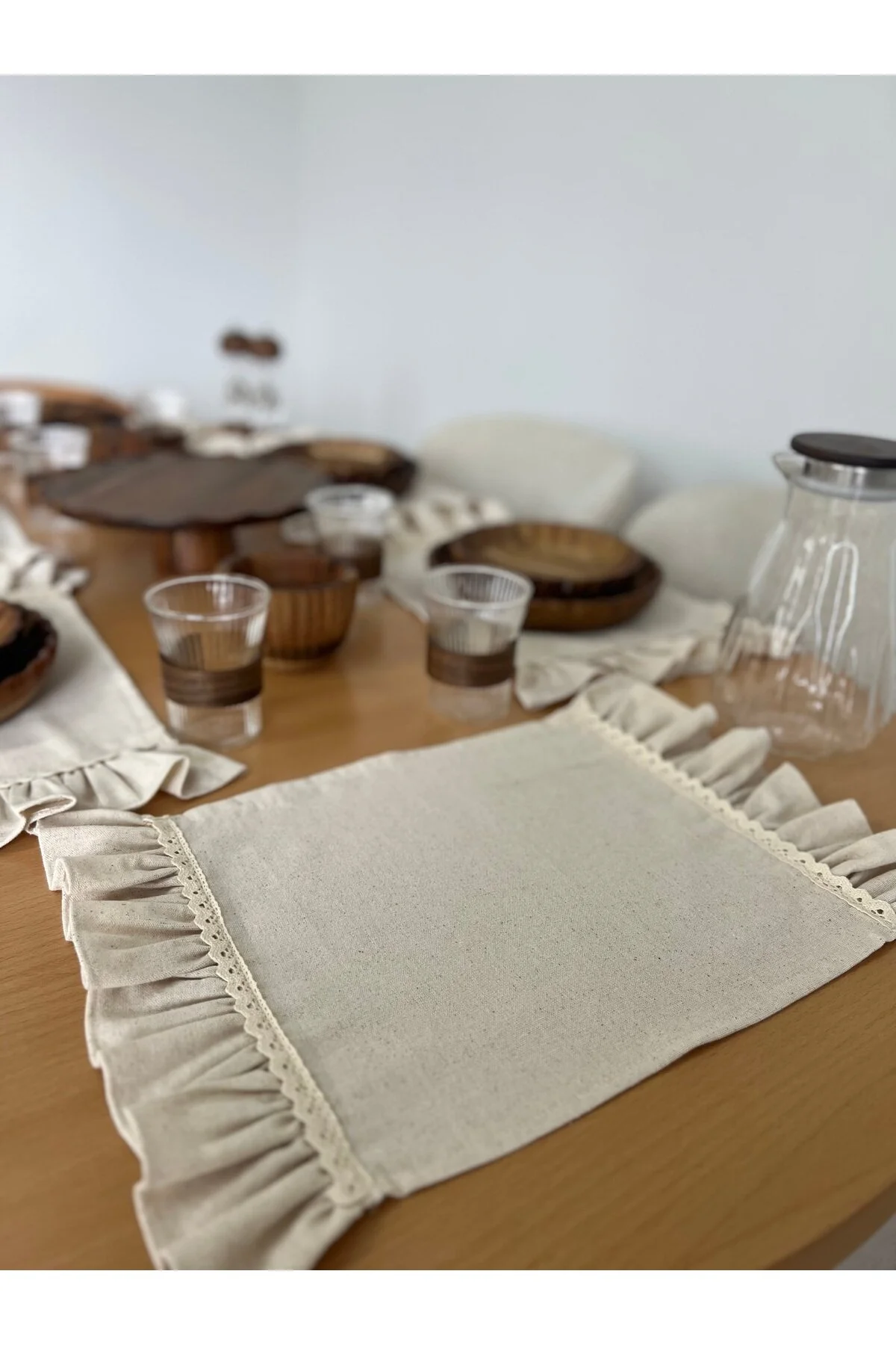 رانر و زیر بشقابی 6 LINEN SERVICE SUPLA | توری محکم سرویس آمریکایی KETEN Mirilliahome