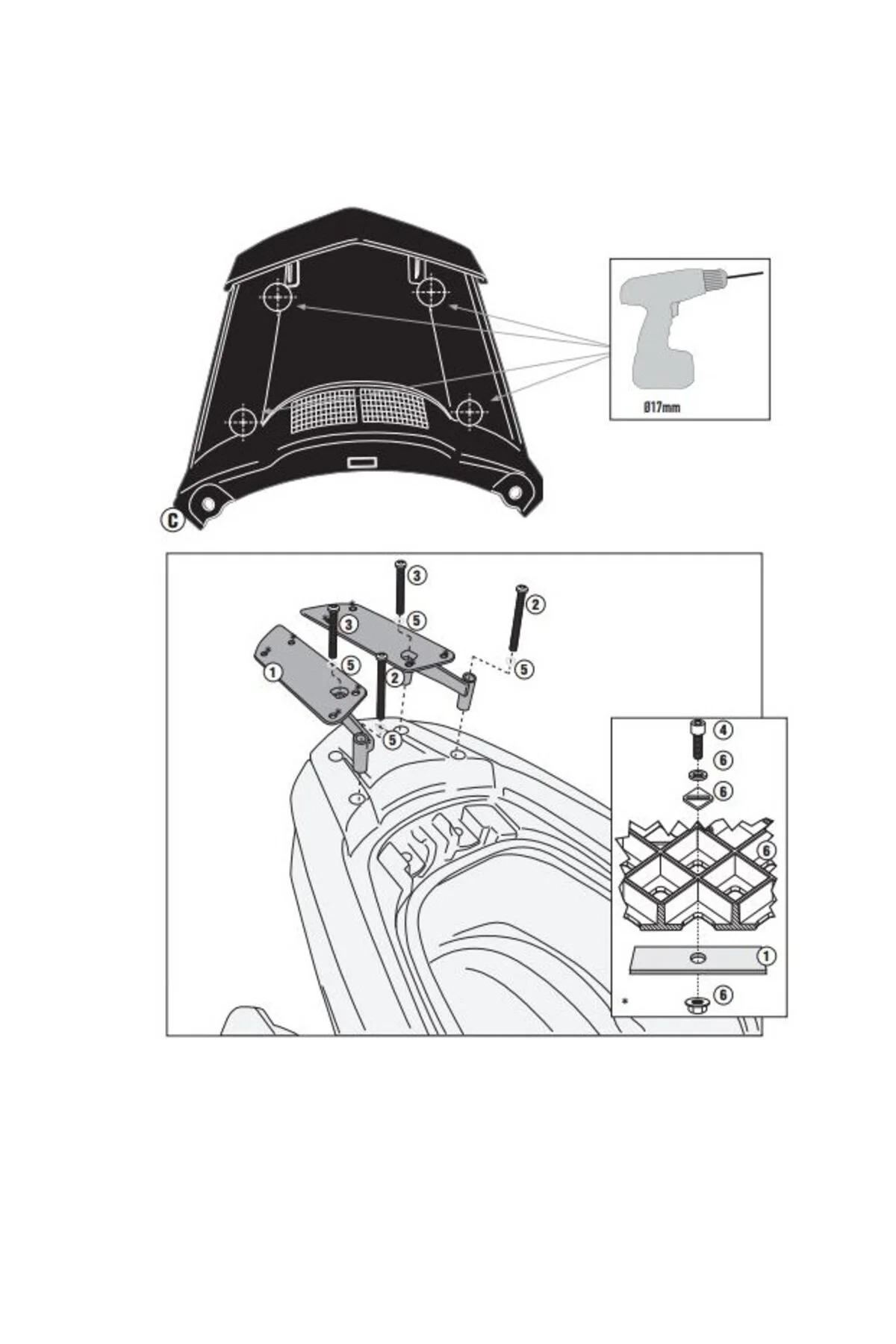 کیف موتورسیکلت SR2120 YAMAHA TRICETY 125 155 14 24 حامل کیسه عقب Givi