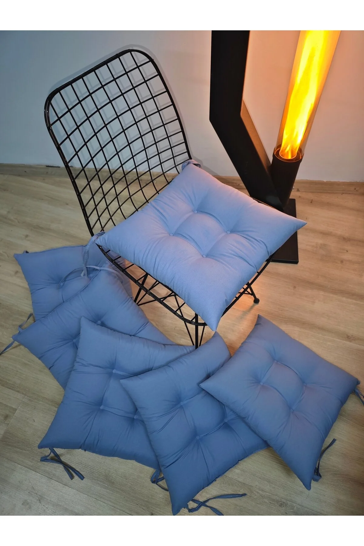 کوسن صندلی POFIDIK INDIGO CUSHION ویژه بخیه LACCIK 40X40 سانتی متر 1 قطعه DURU HOME COLLECTİON