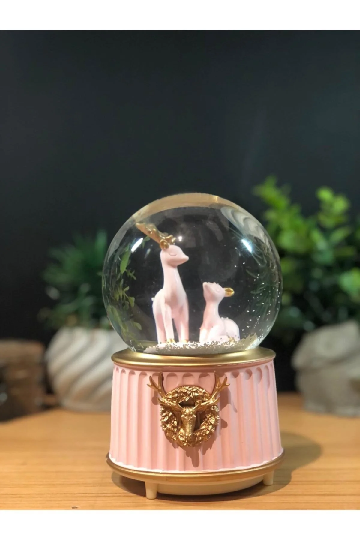گوی برفی DEER AND HER BABY LIGHTED MUSICAL SNOW GLOBE سایز بزرگ از ترکیه Lapidaria
