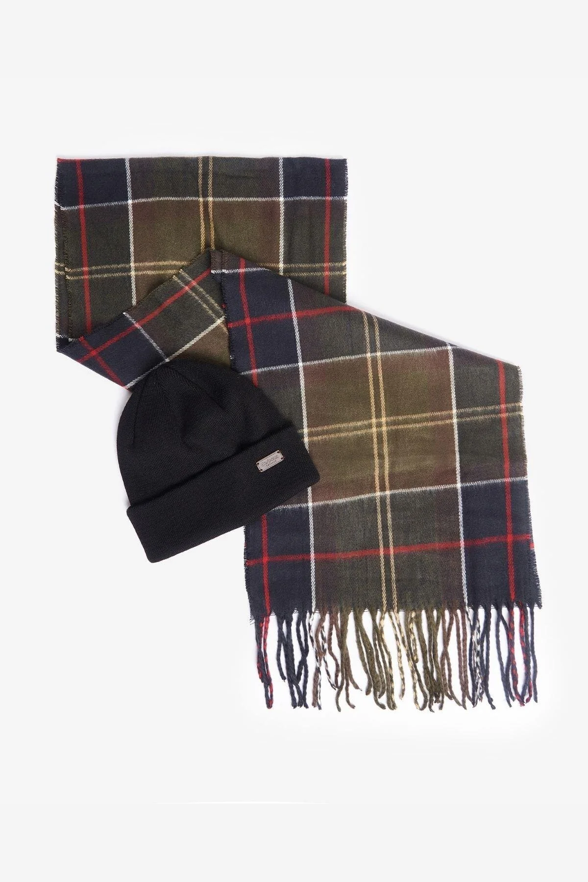 ست شال کلاه بافتنی و دستکش مجموعه هدیه SWINTON BERE & GALINGALE WEFT CLASSIC Barbour
