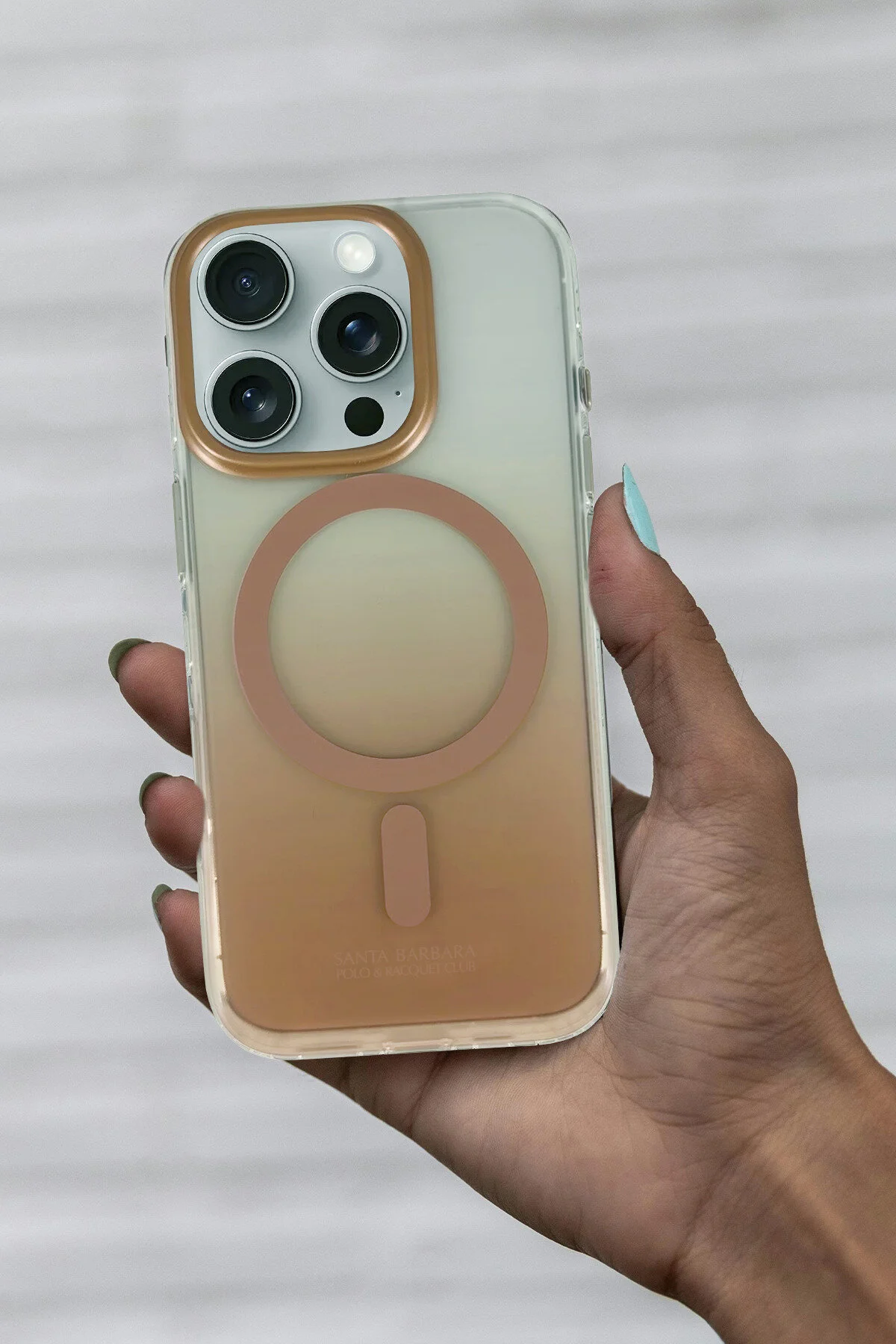 کاور و قاب محافظ رنگ شفاف SBPRC IPHONE 16 PRO سازگار با MAGSAFE AUGUS Santa Barbara Polo Racquet Club