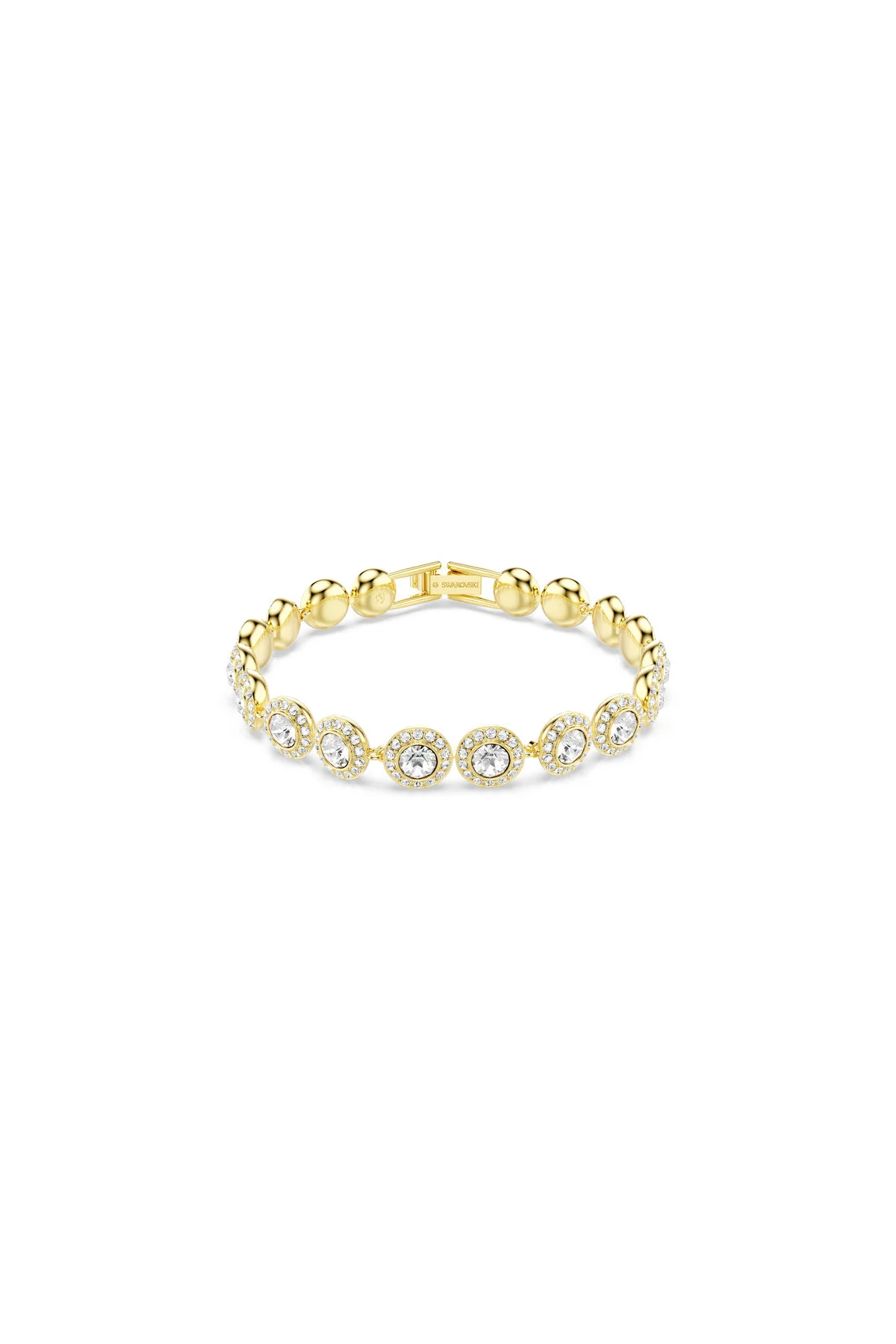 دستبند کریستال UNA ANGELIC برش گرد PAVÉ متوسط سفید روکش طلا Swarovski