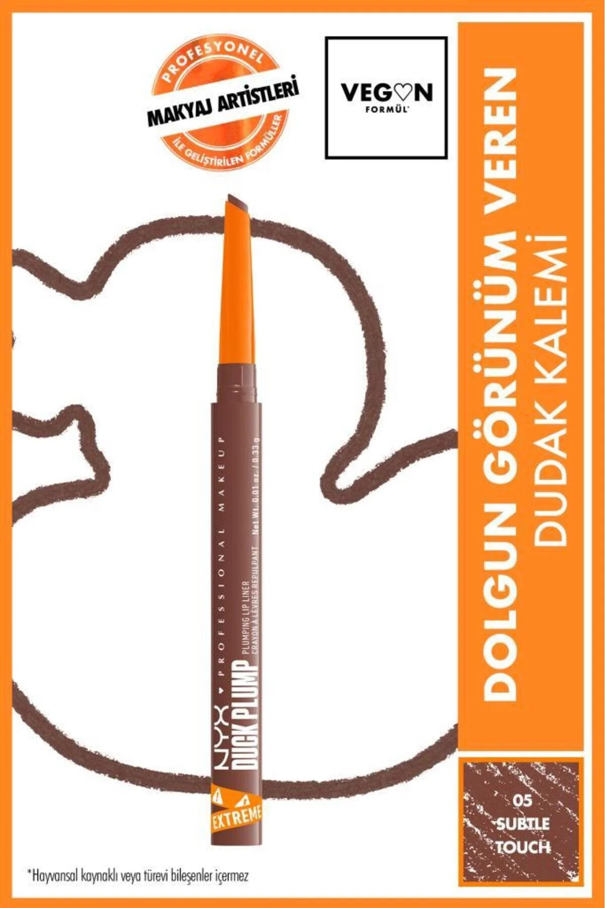 خط لب چاق و چله اردک که ظاهری کامل نشان می دهد 05 لمس ظریف NYX Professional Makeup