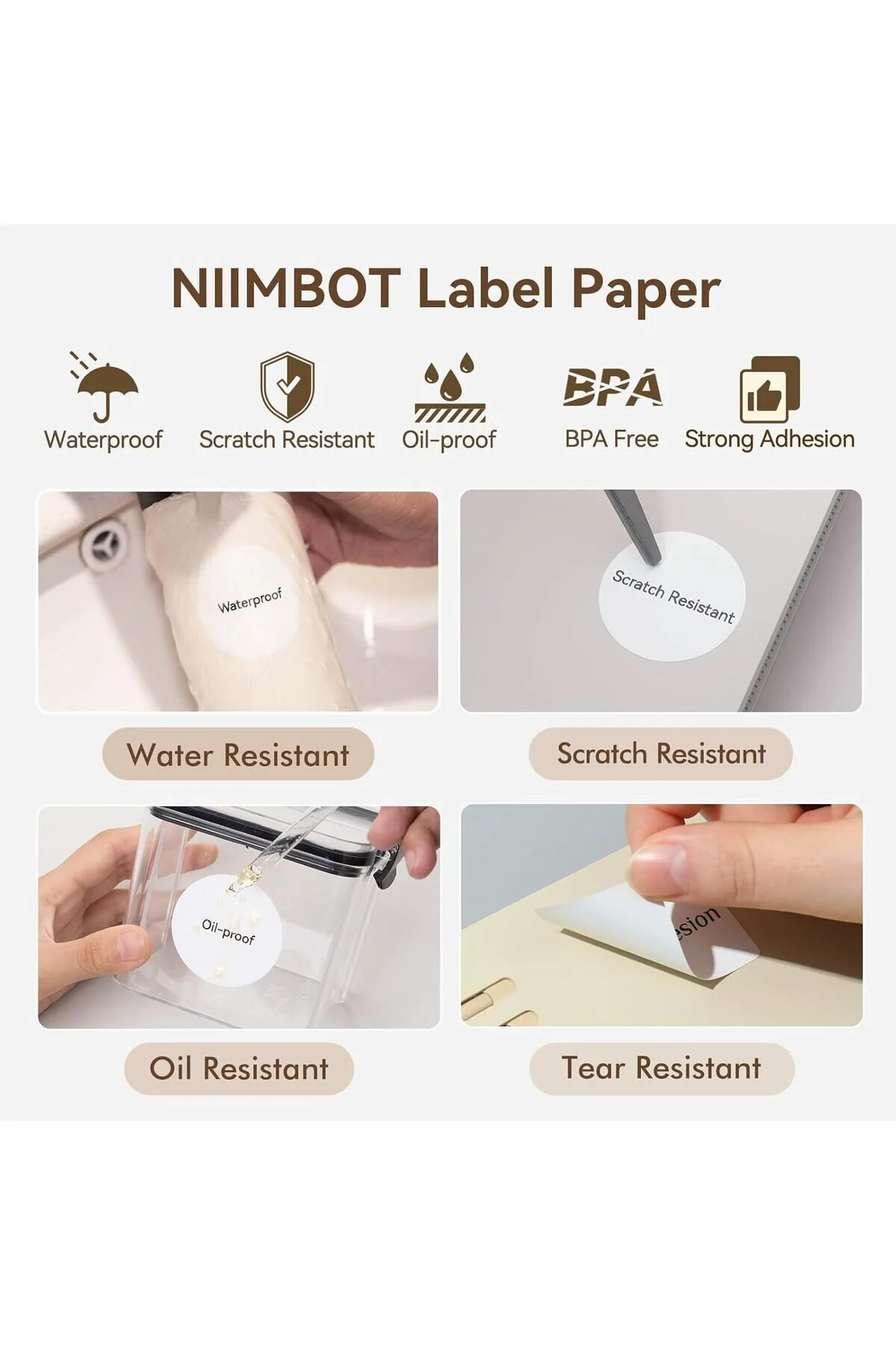 دستگاه لیبل زن 21X21MM دور برچسب سفید B1 B3S B21S 300 قطعه T21 21 NiiMbot