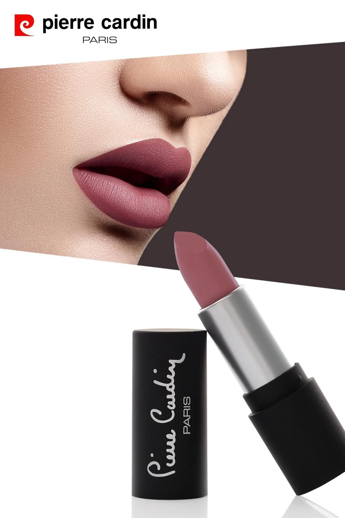 رژ لب مات چفونی با رنگ قرمز گلسرخ مدل 178 مناسب برای همه پیررا کاردین Pierre Cardin