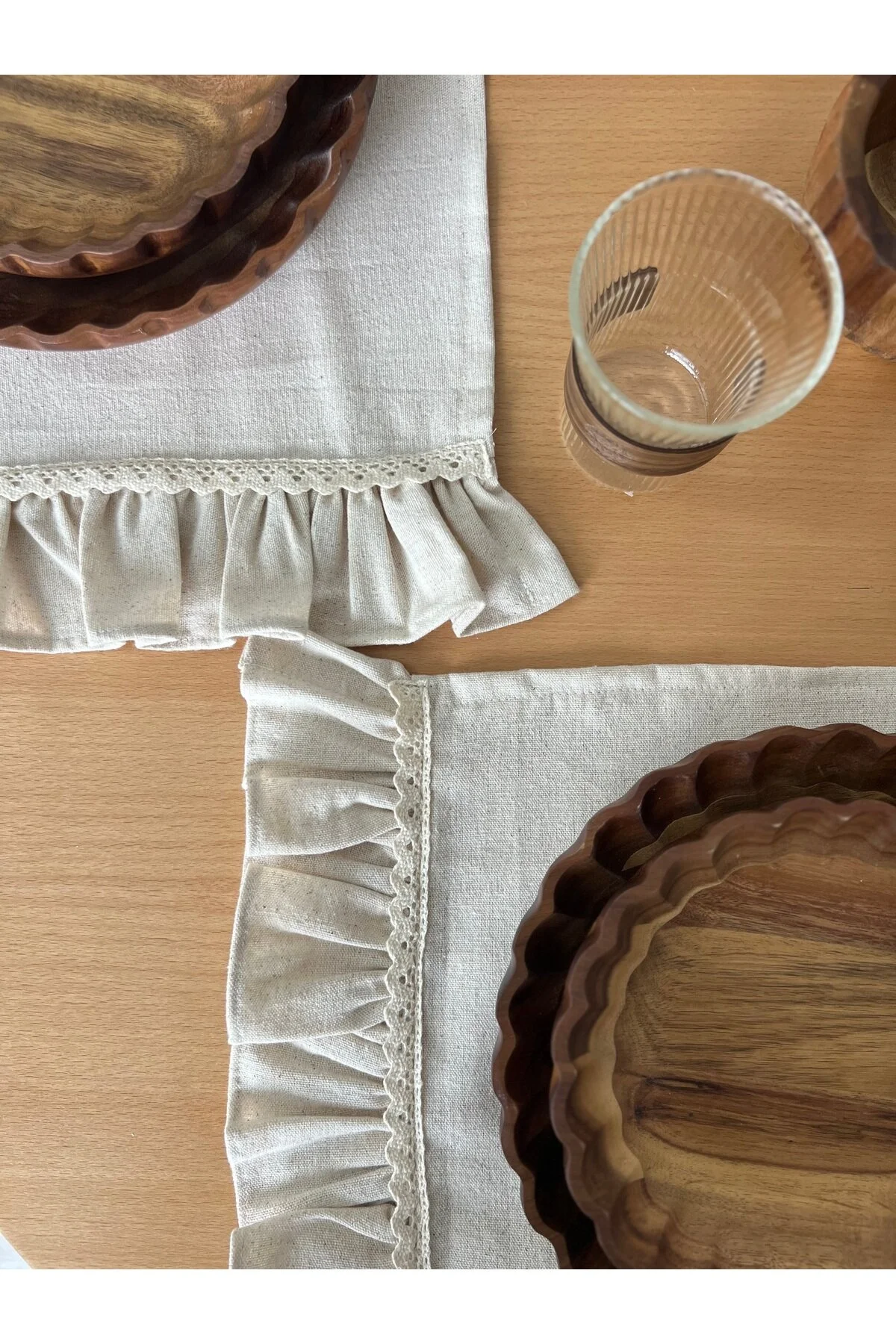 رانر و زیر بشقابی 6 LINEN SERVICE SUPLA | توری محکم سرویس آمریکایی KETEN Mirilliahome