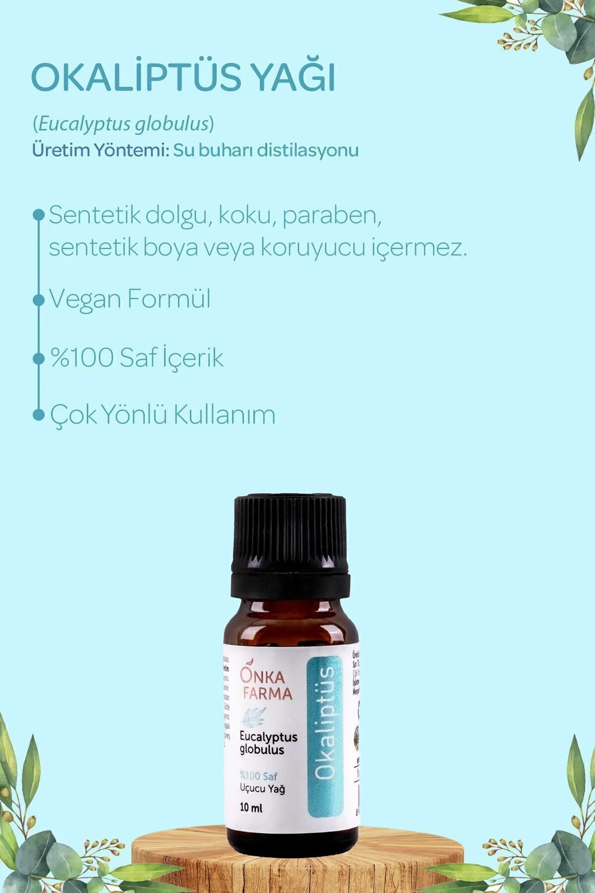 روغن مراقبتی اوکالیپتوس خالص 10 میلی لیتر مناسب برای پوست OnkaFarma