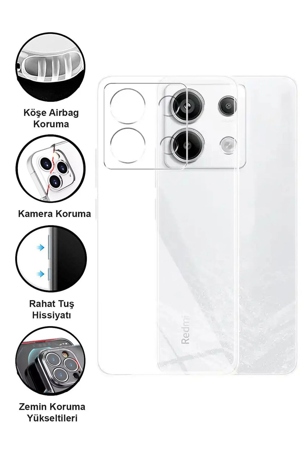 کاور و قاب شیائومی REDMI NOTE 13 PRO 5G CASE دوربین شفاف محافظ سیلیکون نرم انعطاف پذیر CEPSTOK