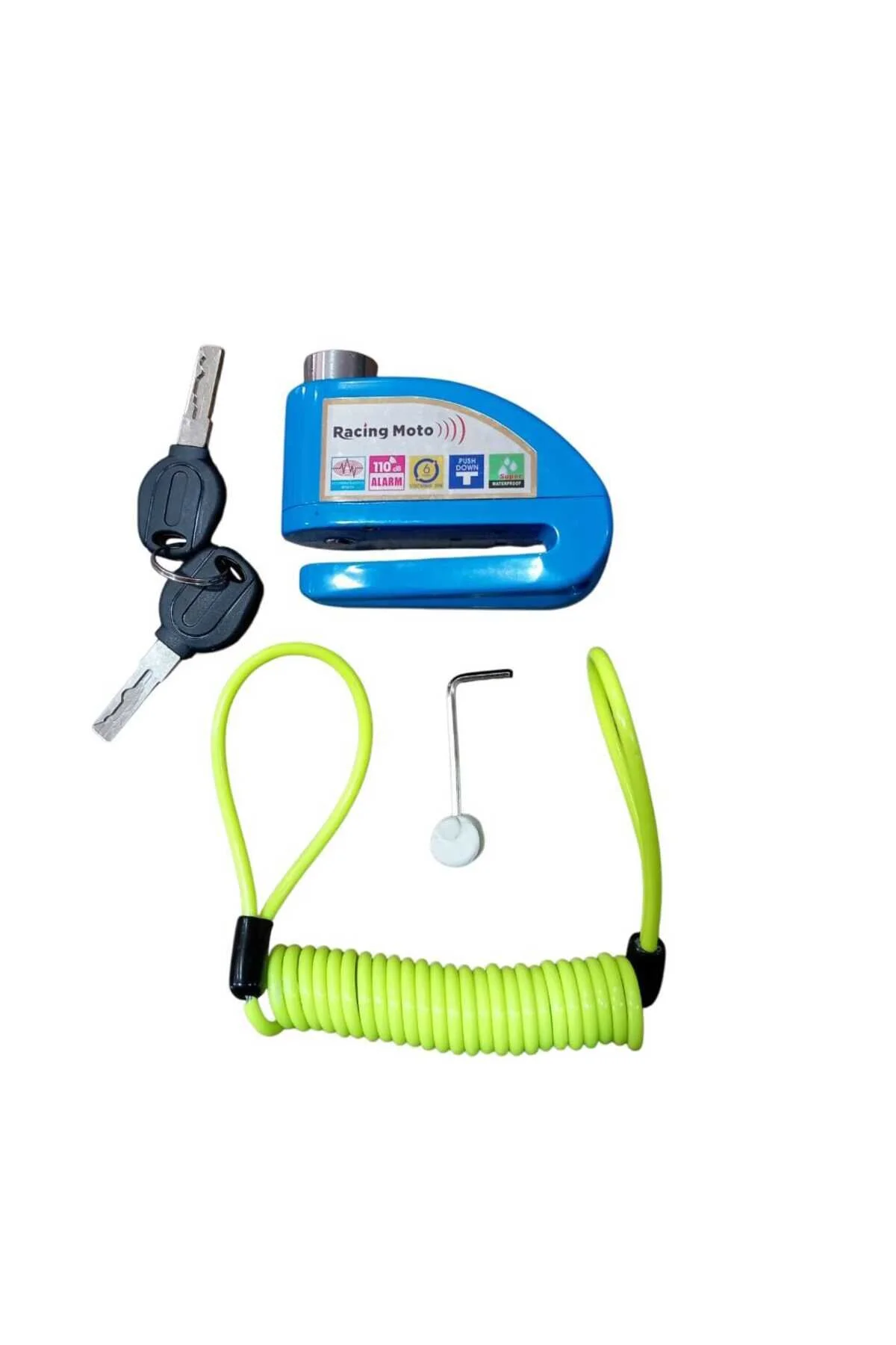لوازم یدکی موتورسیکلت کابل قفل دیسک هشدار رنگ آبی Bix