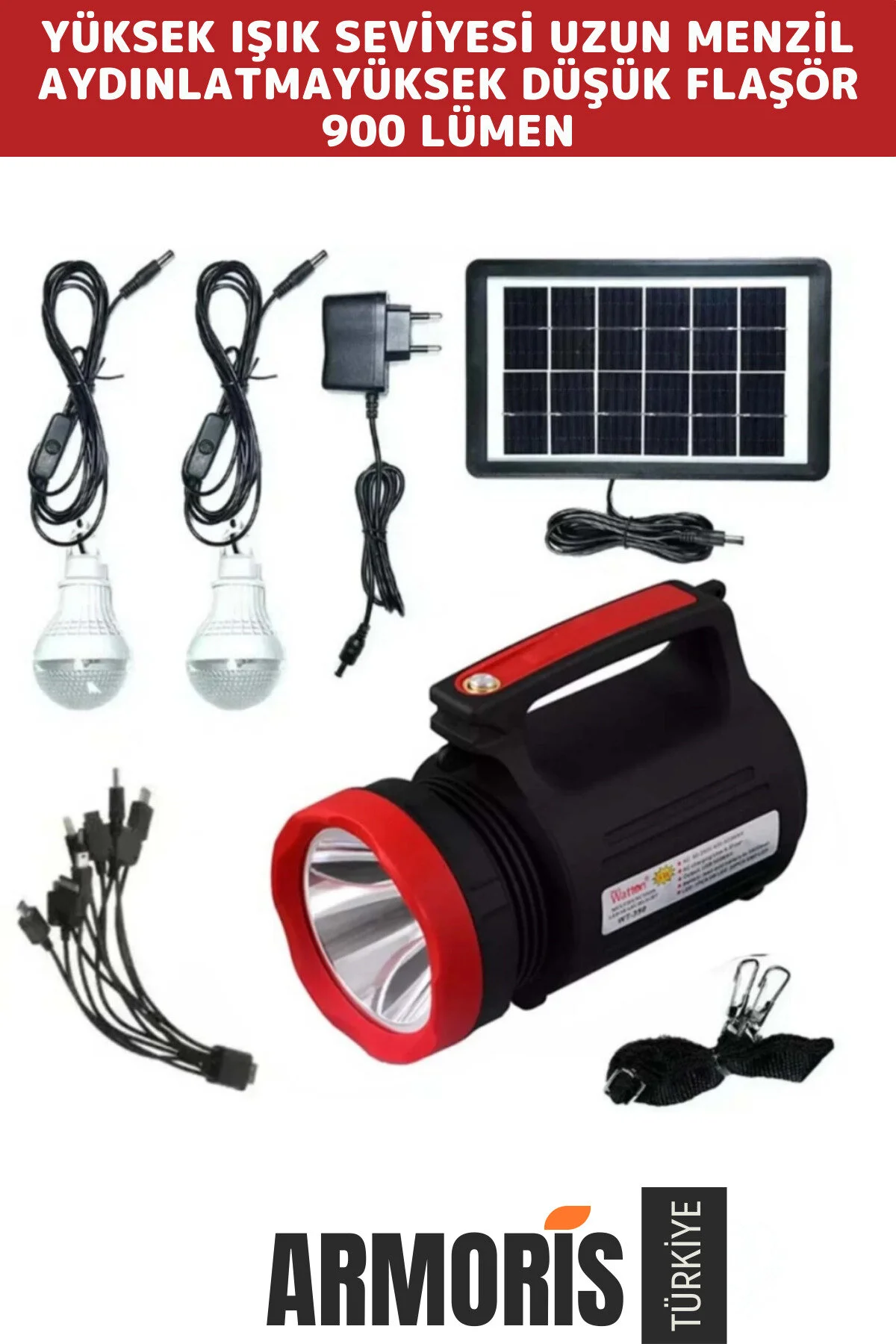 چراغ قوه سری جدید شارژ تلفن سفید نور خورشیدی انرژی 2 لامپ LED FLORERASAN Armoris