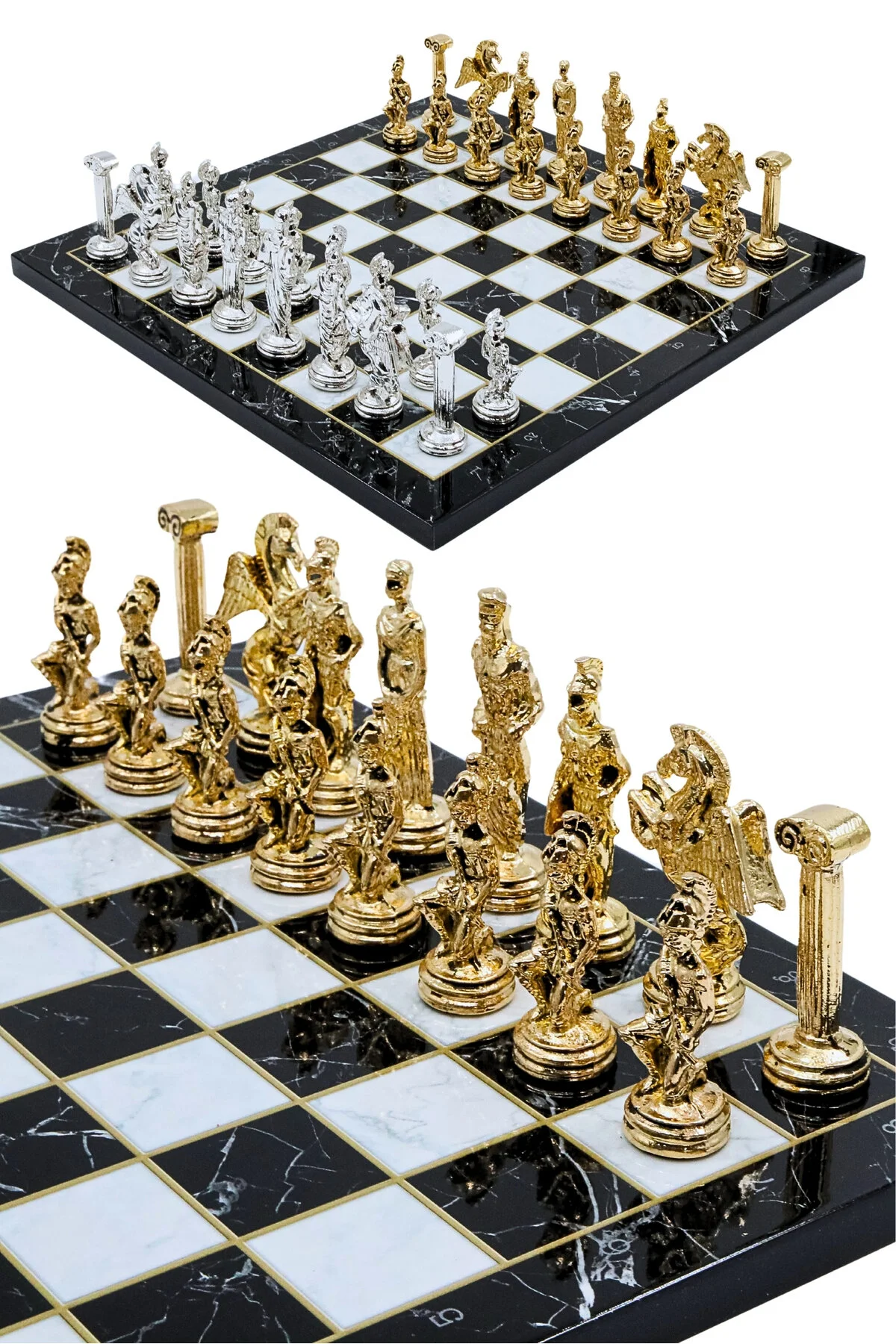 شطرنج PEGASUS اساطیری شکل 30 سانتی متر مرمر با طرح فلزی مجموعه هدیه تزئینی Cooper Chess