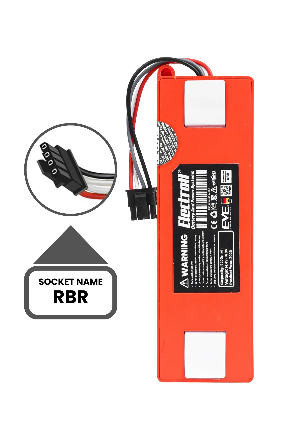 باتری و شارژر ROBOROCK QREVO CURV سازگار ظرفیت اصلی 5200MAH جاروبرقی ربات جایگزین ELECTROLL