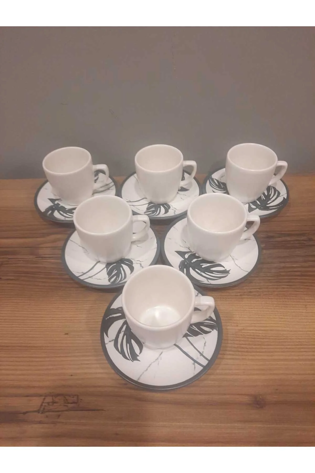 فنجان قهوه کپی KERAMIKA 12 قطعه 6 PERONS CUP SET MAGIC EKRU PETROLEUM GREEN Keramika