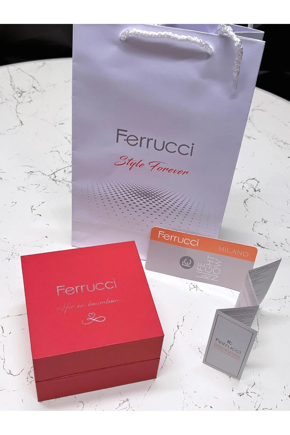 ساعت بند استیل شیشه کریستال برش 2 سال گارانتی 3 ATM مچی زنانه + دستبند B01119.02 Ferrucci
