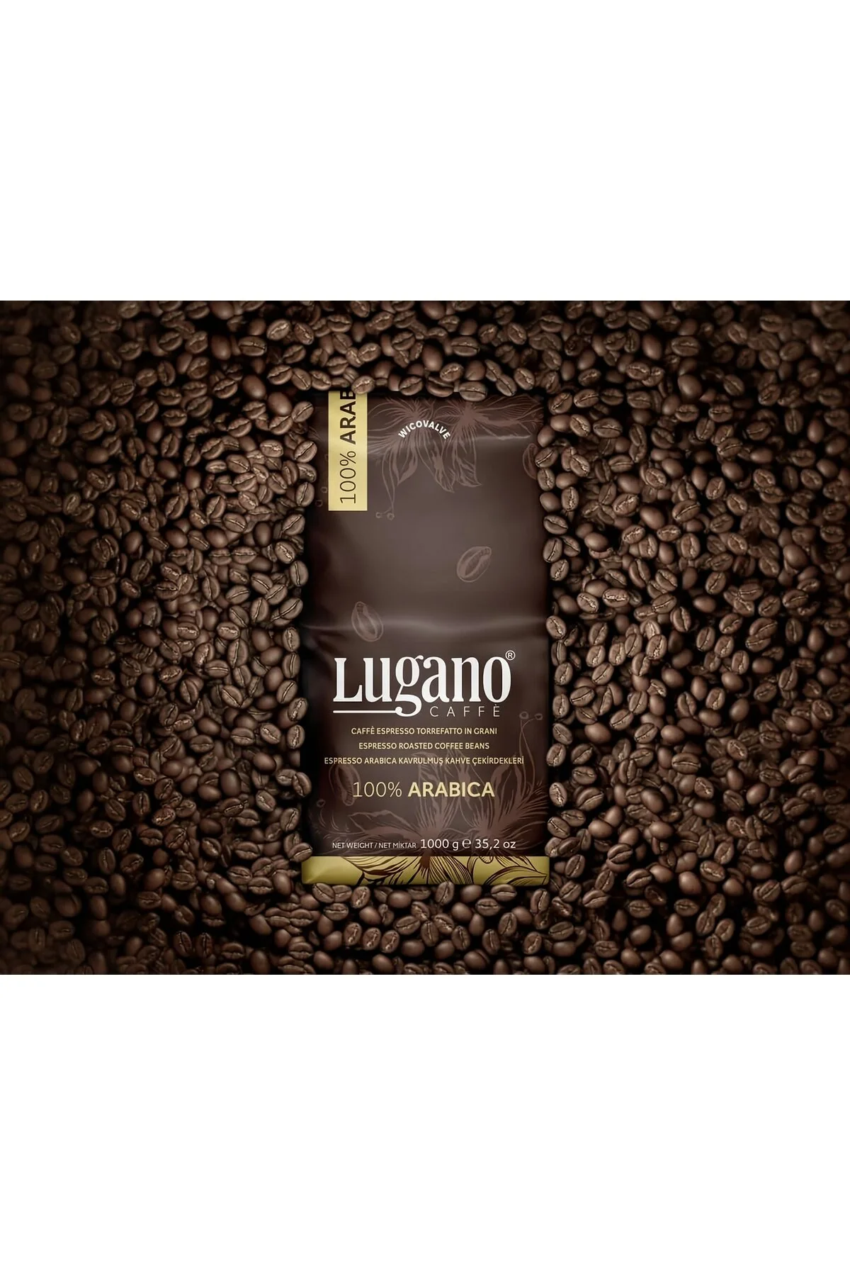 قهوه فیلتر و دانه کامل بذر اسپرسو ARABICA 1 کیلوگرم Lugano Caffe