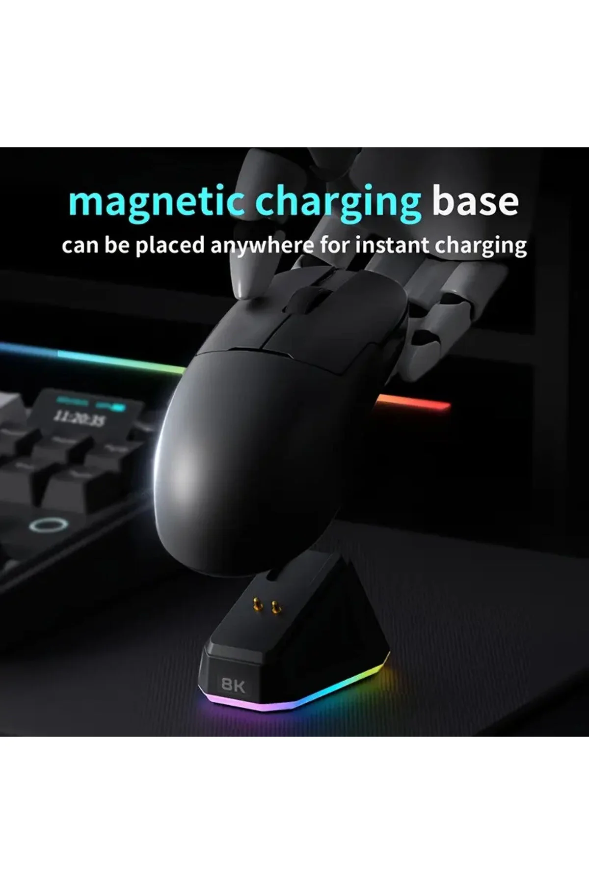 ماوس مخصوص بازی AJAZZ PRO 3 MODE 8000HZ 26.000 DPI ایستگاه شارژ مغناطیسی PAW Coverzone