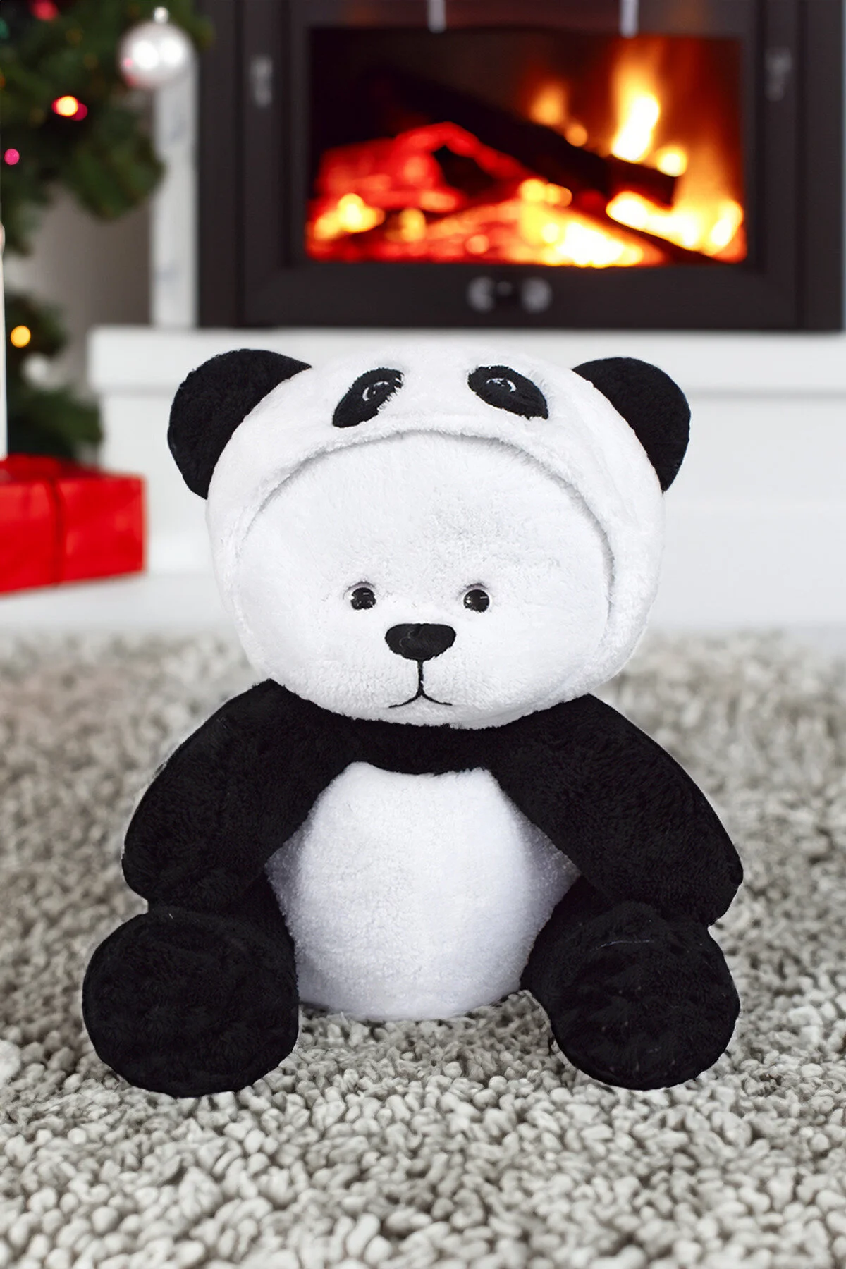 اسباب بازی های پشمی PANDA مخمل دار زیبا با کلاه فیگور پاندا Canestar
