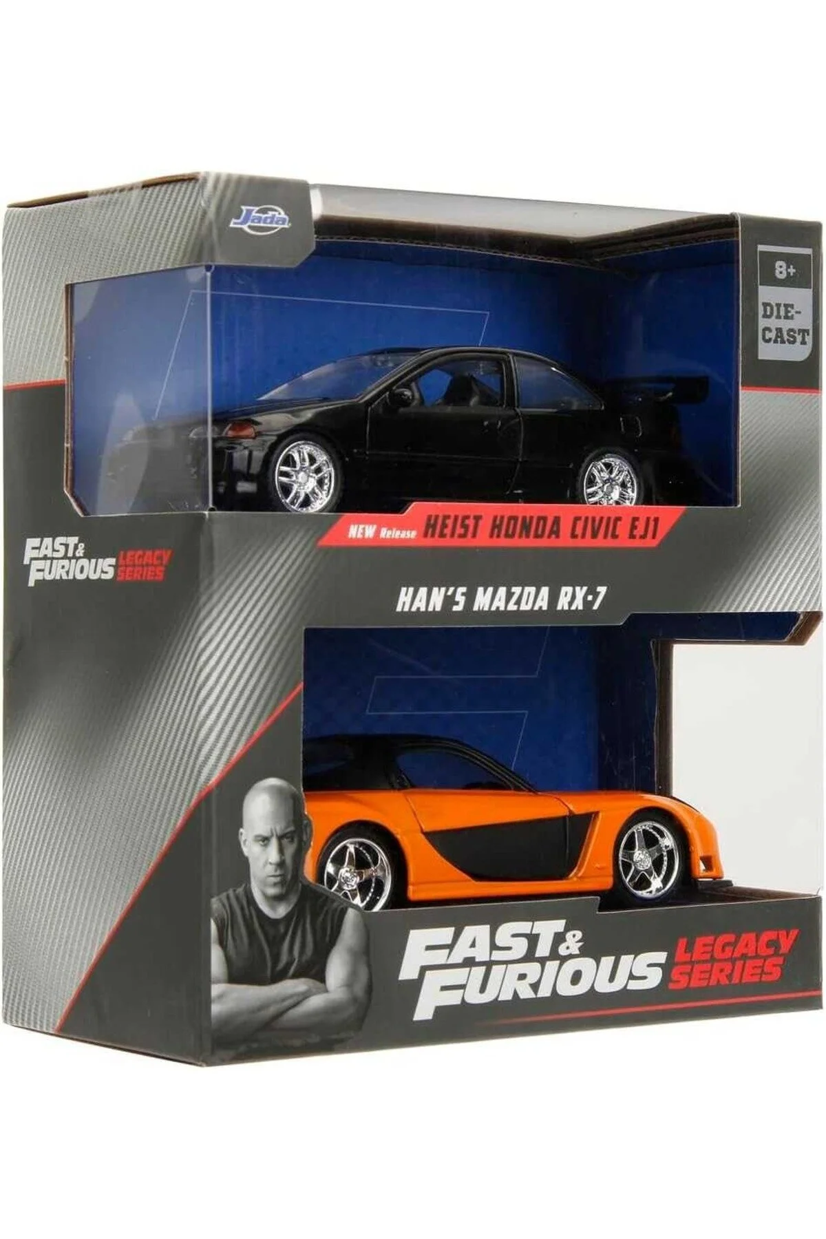 ماشین اسباب بازی 1 32 سری میراث F&F HEIST HONDA CIVIC EJ1 HAN MAZDA RX 7 Jada