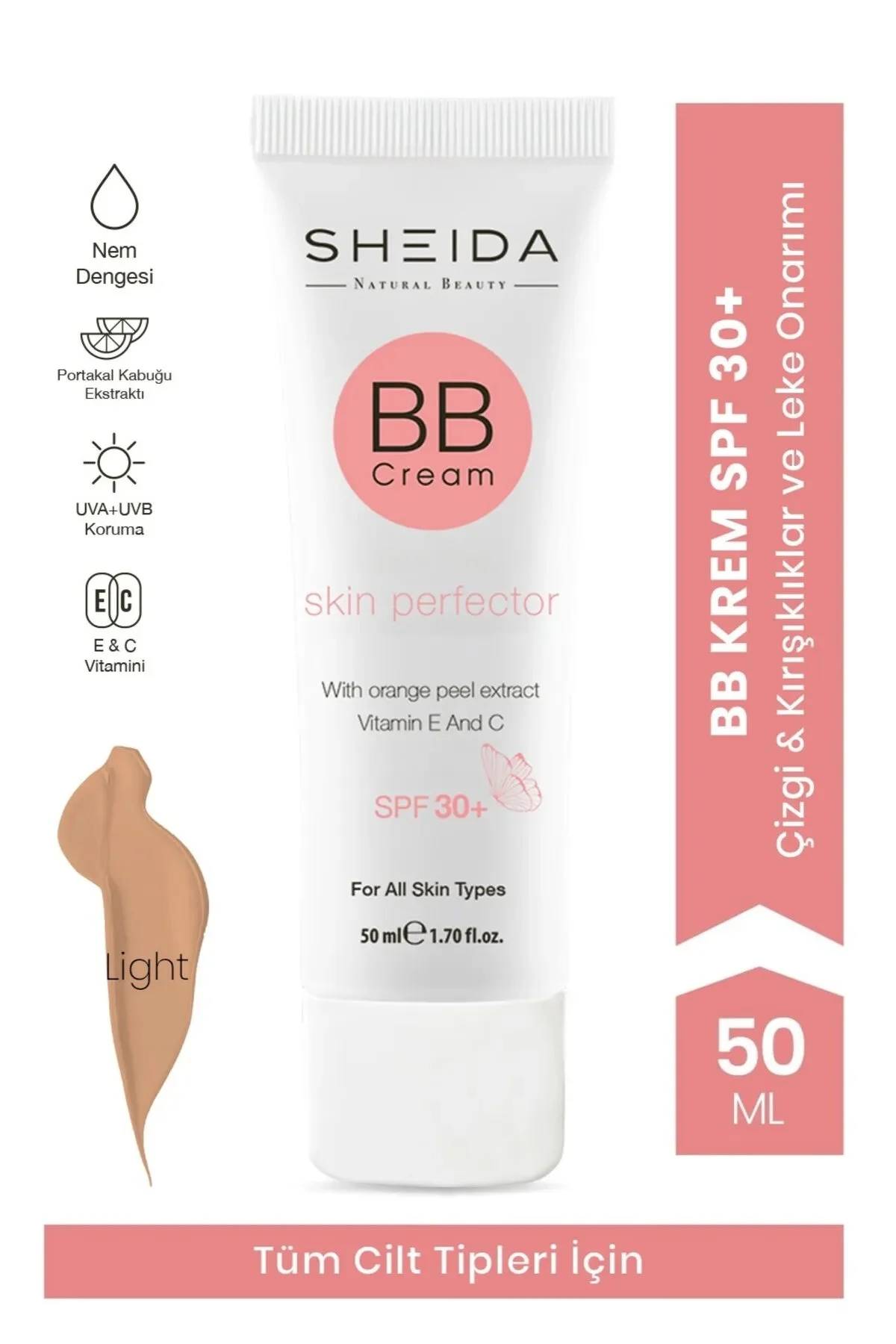 کرم بی و سی BB CREAM PERFECT COVERAGE ANTI WINKLE TONE EQUALIZER SPF30 MATTE LIGHT Sheida