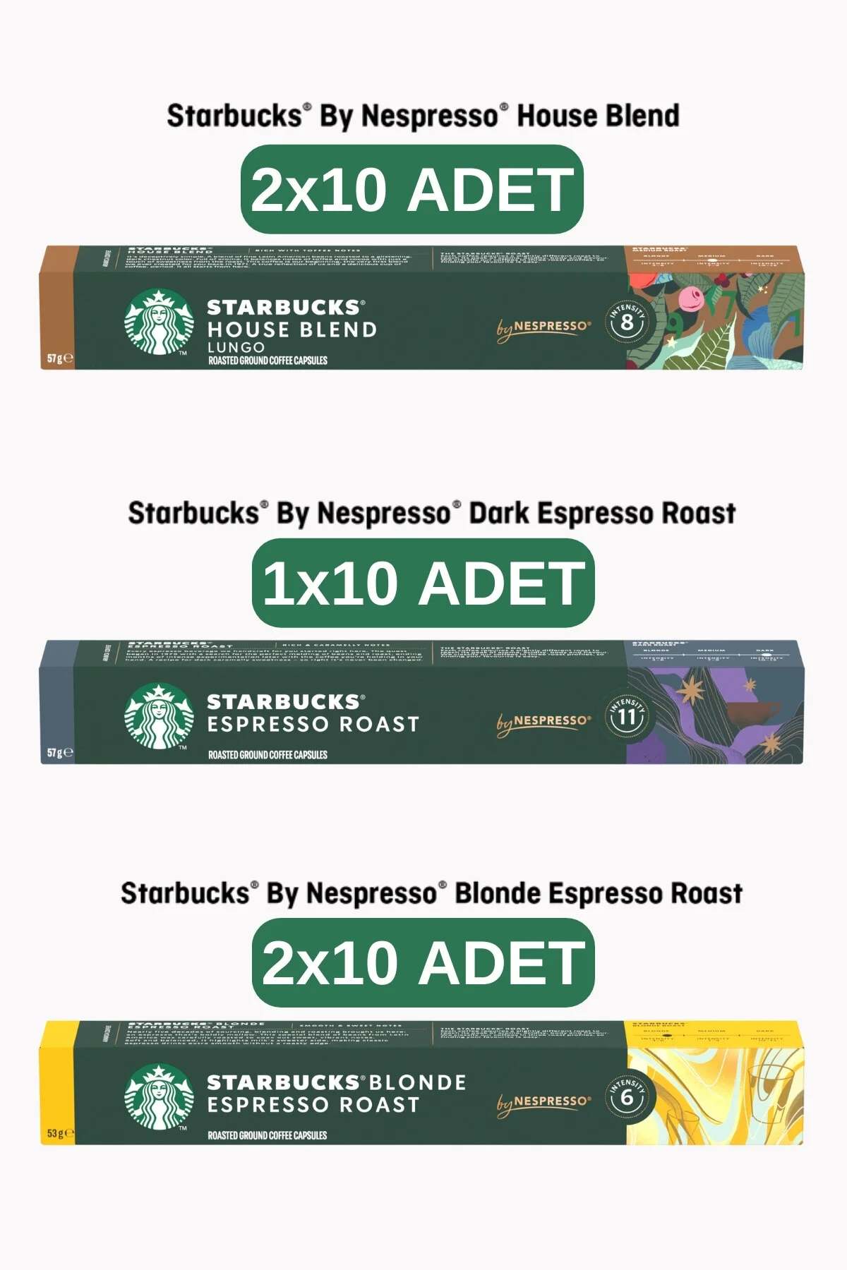 کپسول قهوه نسپرسو سازگار با هاوس ترکیب 20 اسپرسو تیره 10 بلوند استارباکس Starbucks