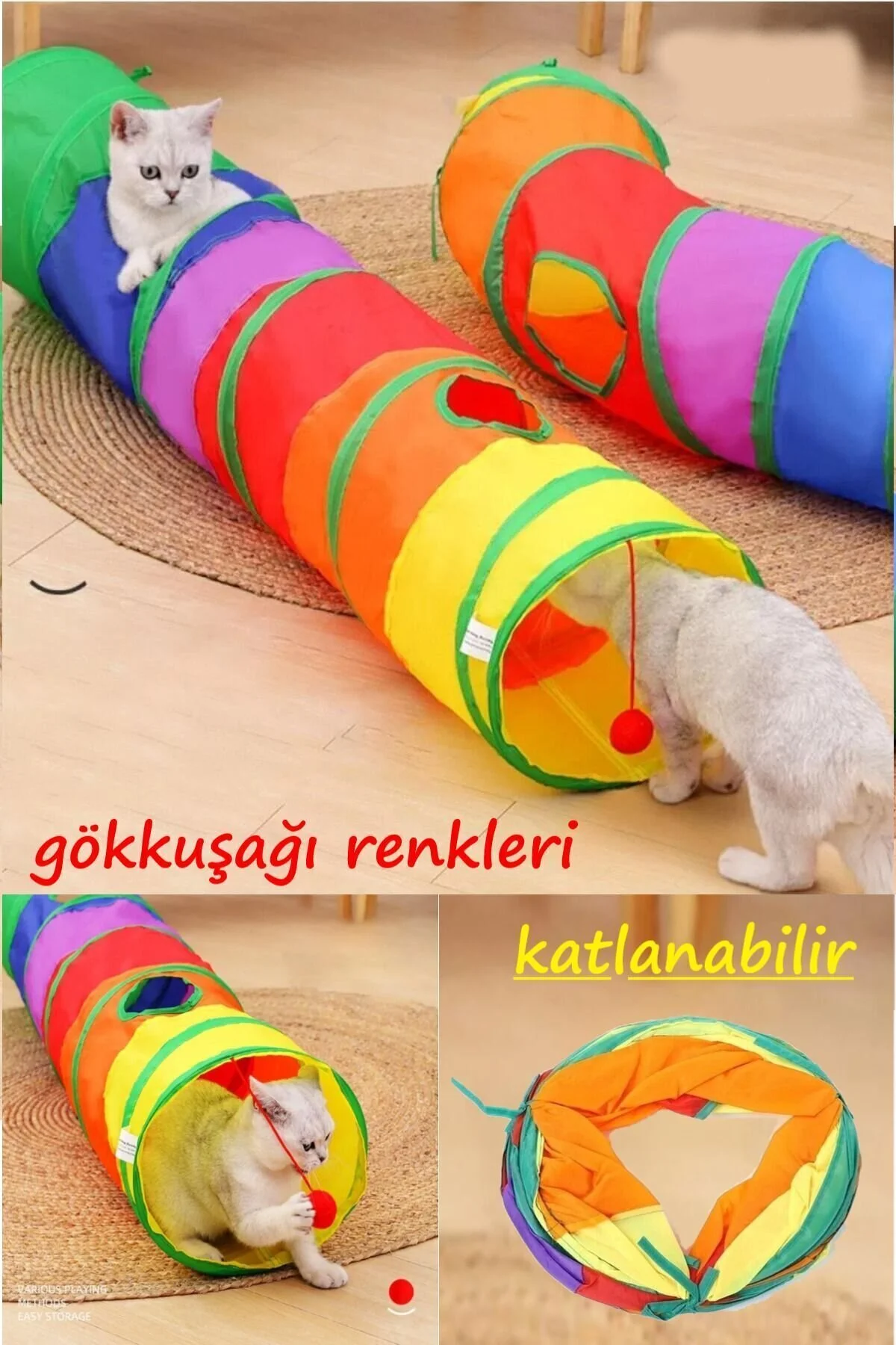 اسباب بازی گربه تونل مستقیم تاشو RAINBOW S منحنی سگ PET PLAY TUNNEL اورجینال Duffa