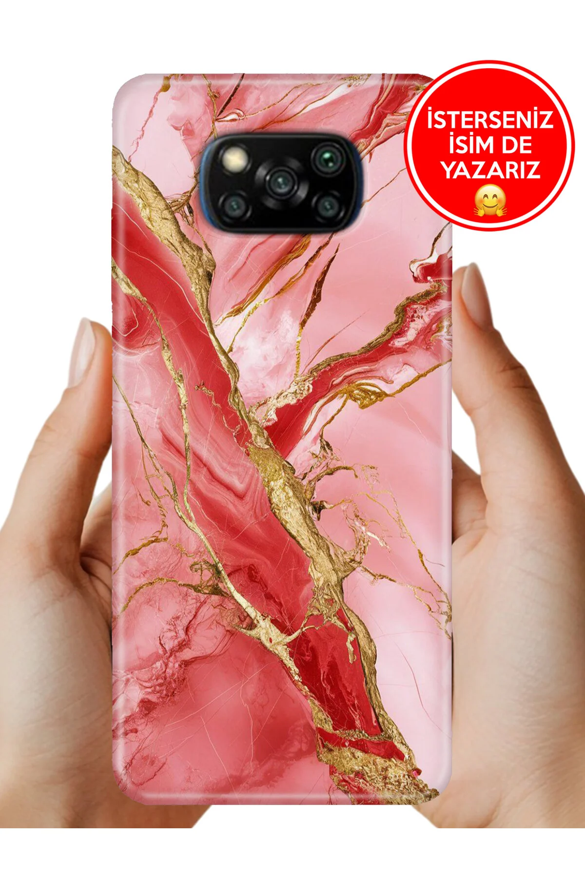کاور و قاب X3 NFC دوربین لاستیکی طرحدار محافظ PRO دارای سیلیکون مرمر صورتی 32 POCO