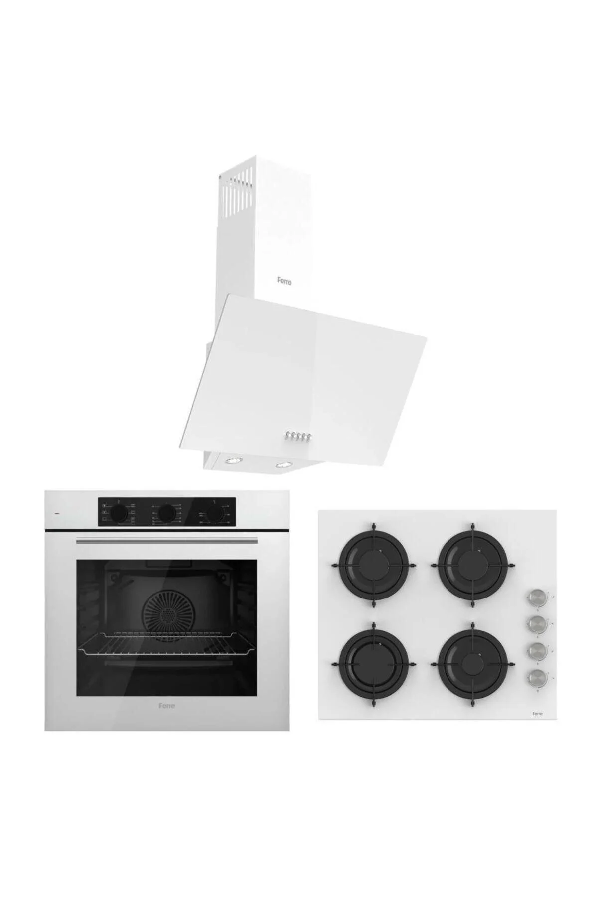 لوازم توکار ست سفید D087 WHITE HOOD CS206 COOKER QBL62CB Ferre