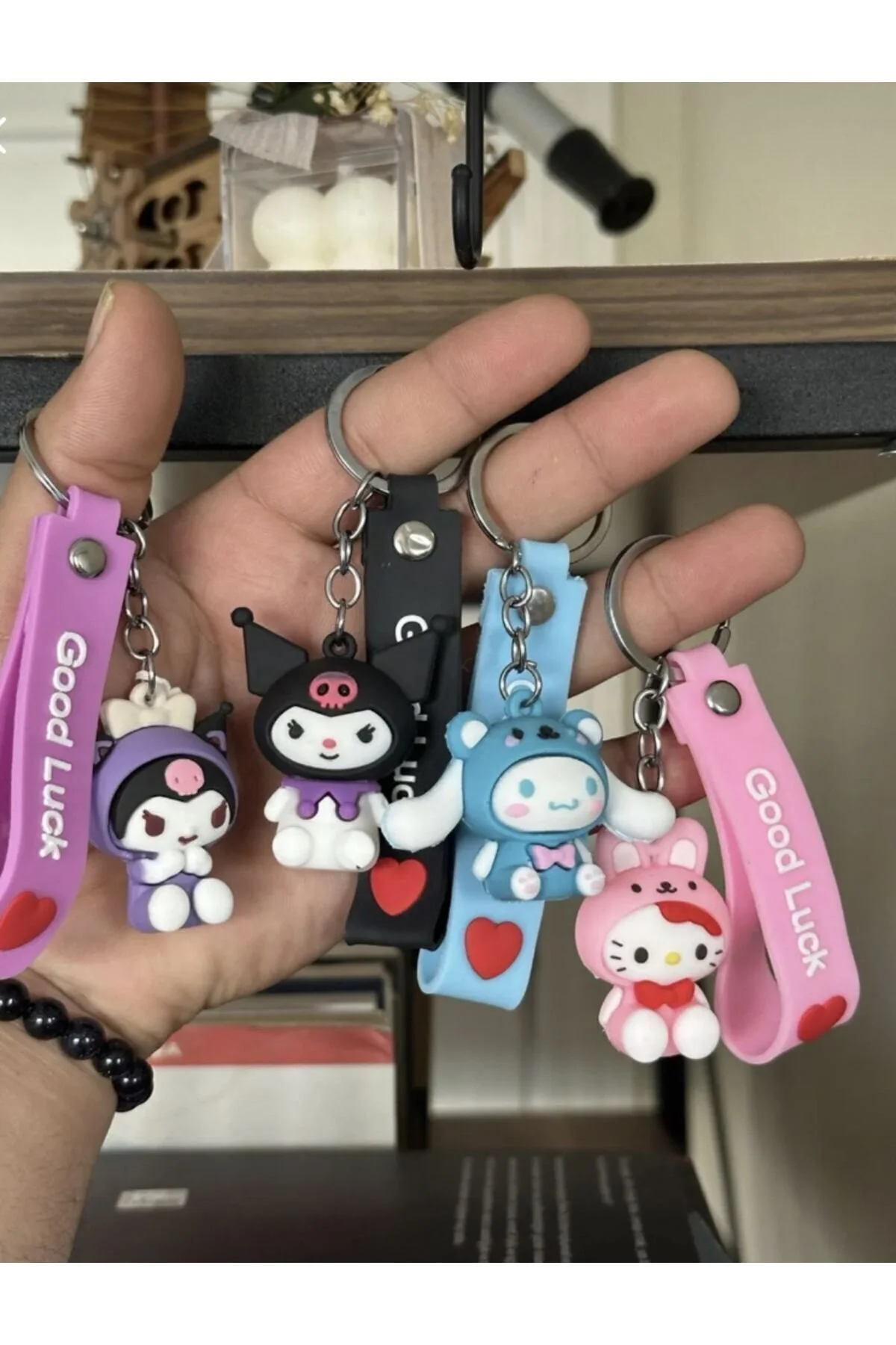 جلیقه کلید جاکلیدی HELLO KITTY SANRIO KUROMI زیور آلات سیلیکونی و کیف زیبا 1 تکه GİZDE