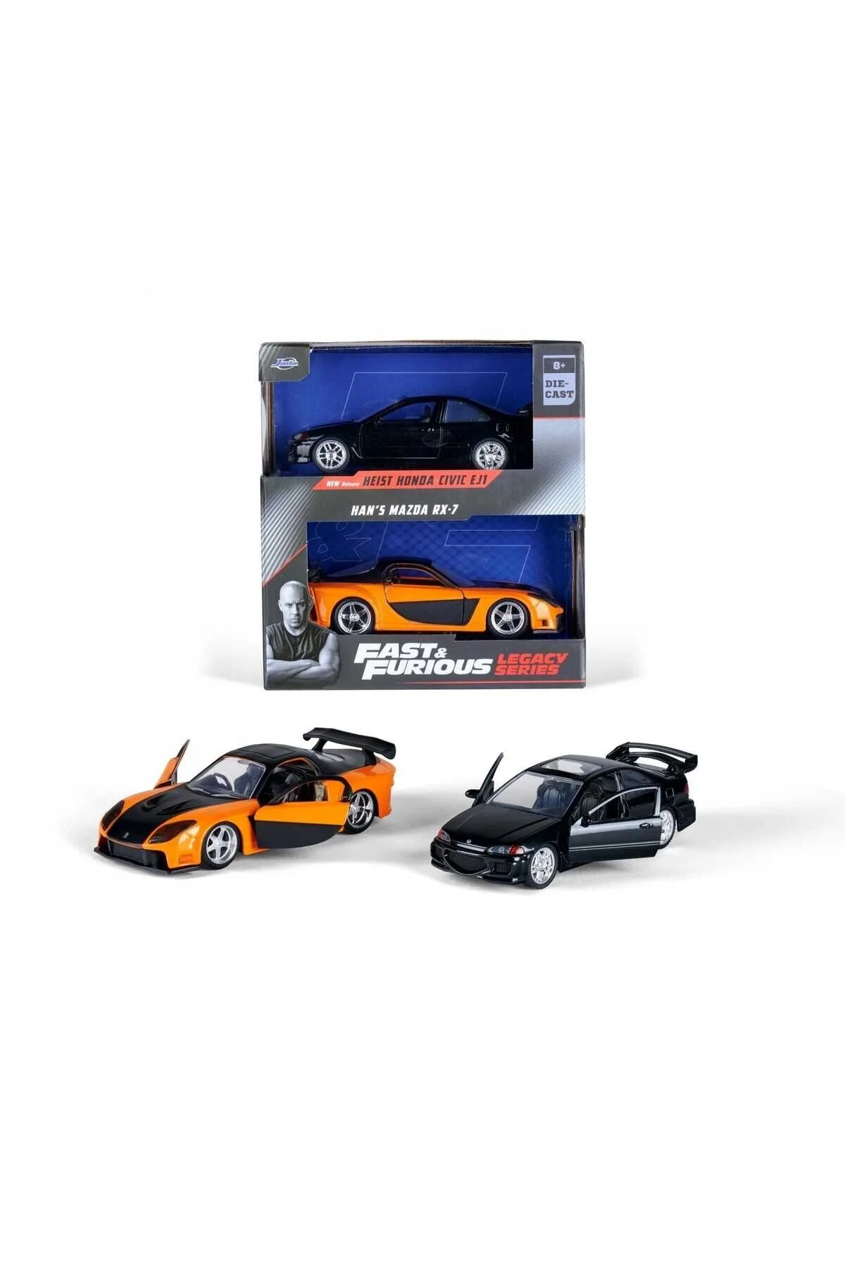 ماشین اسباب بازی 1 32 سری میراث F&F HEIST HONDA CIVIC EJ1 HAN MAZDA RX 7 Jada