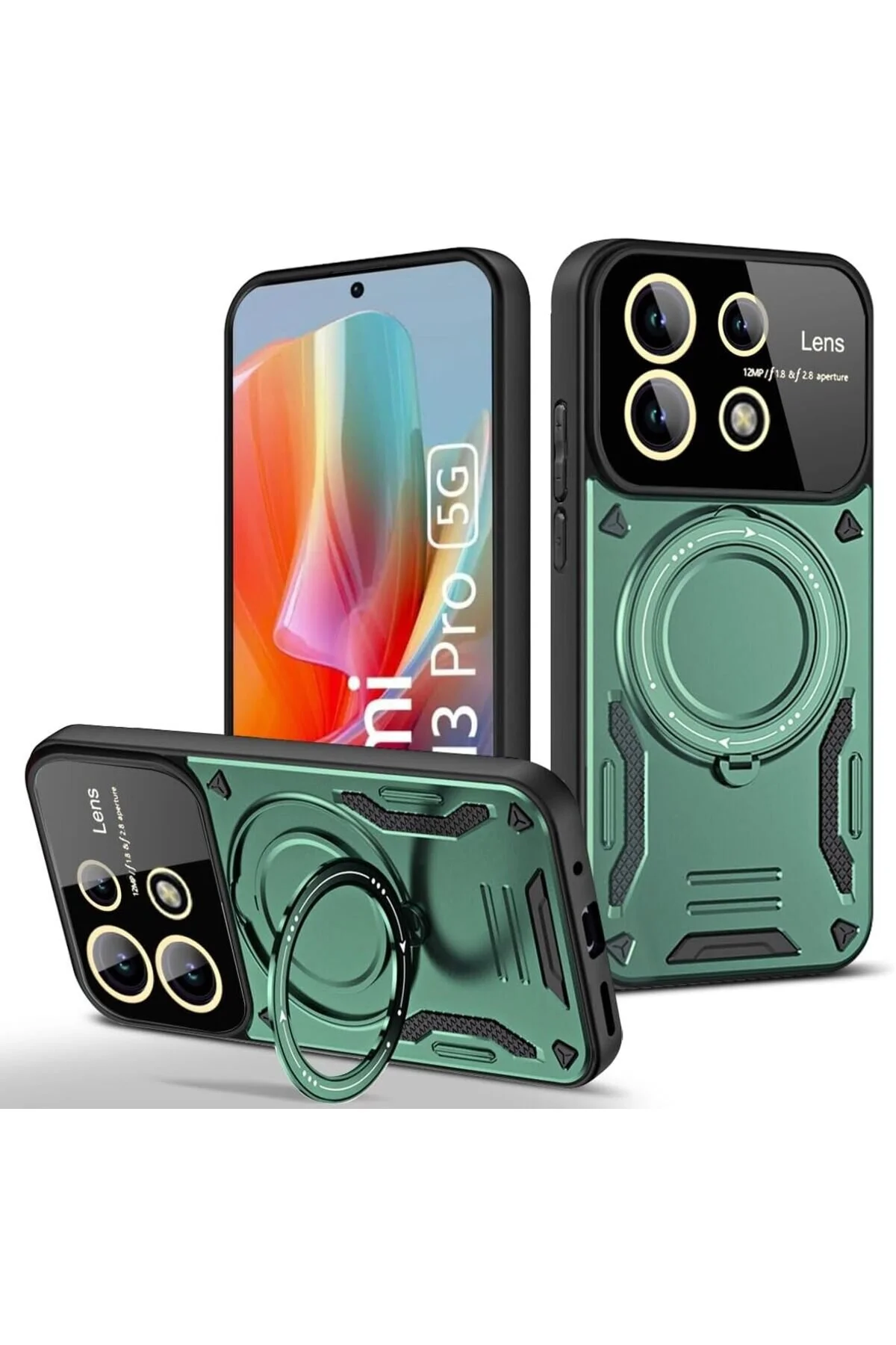 کاور و قاب برای REDMI NOTE 13 4G با محافظ لنز دوربین پوشش پایه حلقه چرخان 360 پشتیبانی شده توسط MAGSAFE کیپ‌جی‌اس‌ام Kipgsm