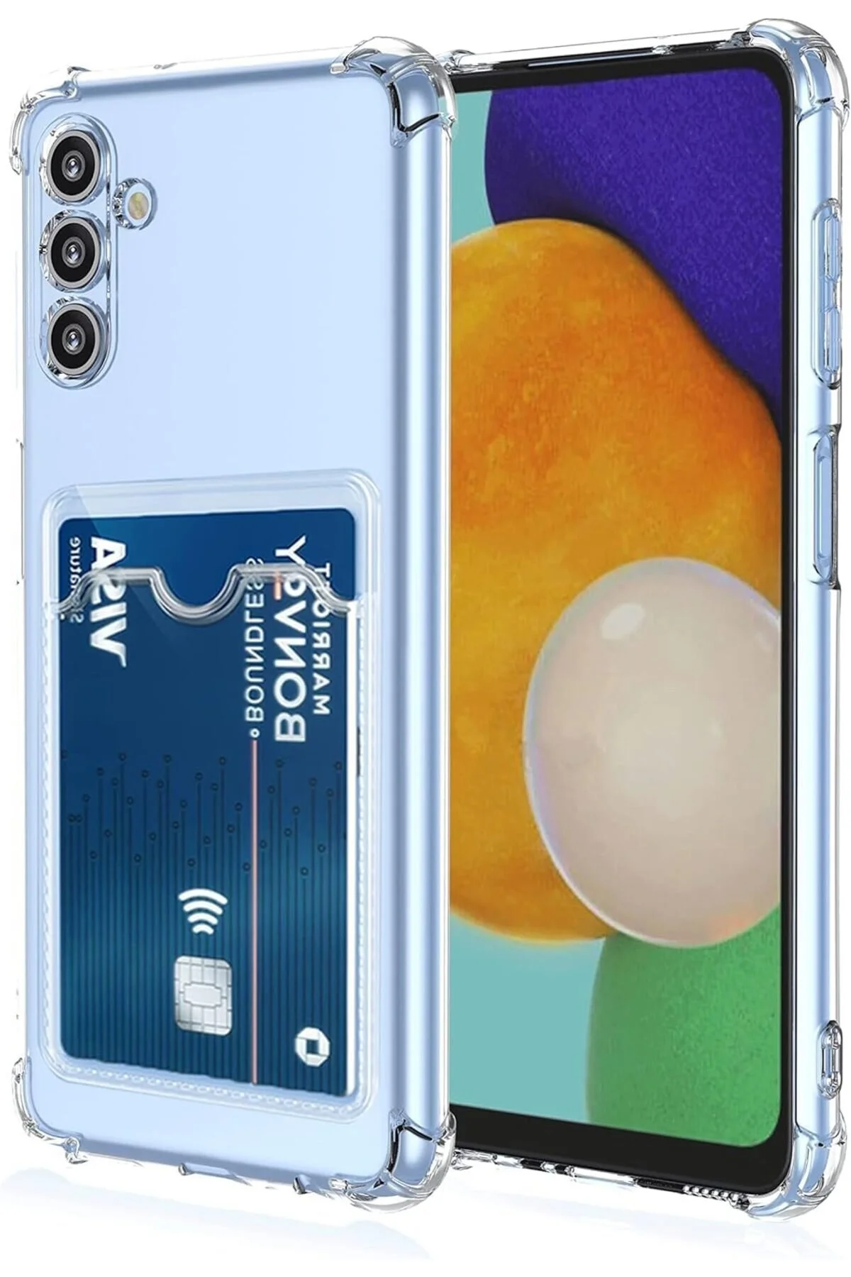 کاور و قاب شفاف با گوشه های بیرون زده جای کارت سازگار SAMSUNG GALAXY A34 Caseji
