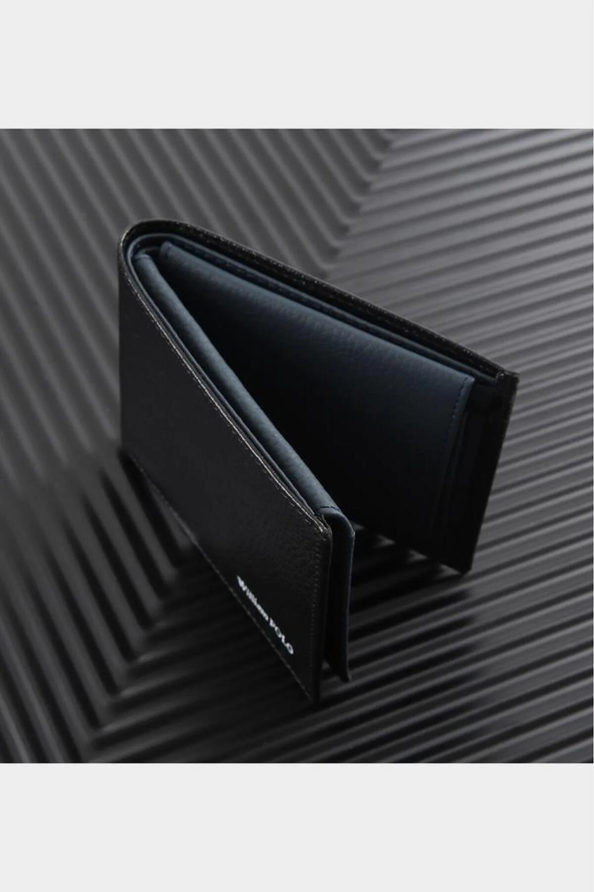 کیف پول آبی مردانه ویلیام پولو ایتالیا طراحی منحصر به فرد نگهدارنده کارت سیاه پوست چرم و William Polo