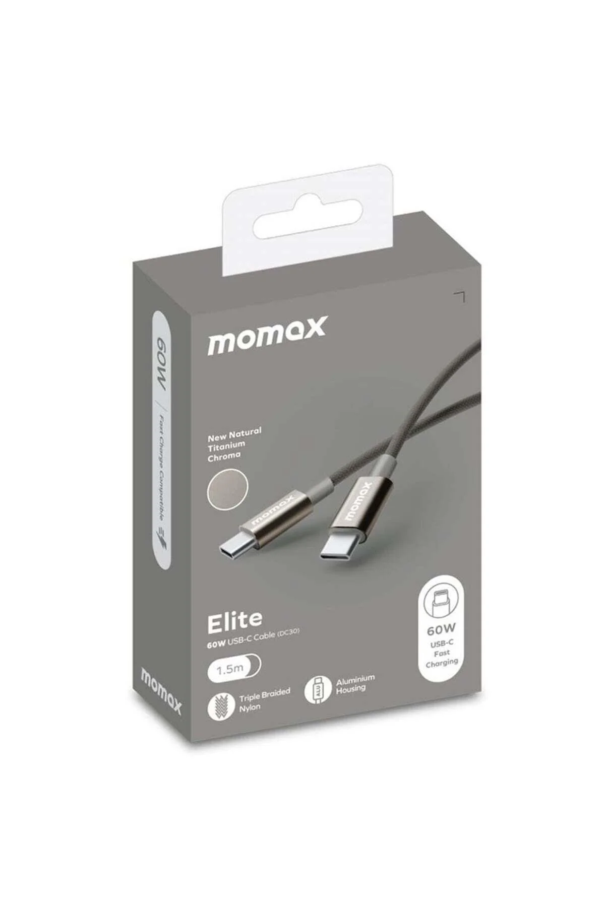 کابل شارژ ELITE 60W USB C 1.5 متر تیتانیوم Momax