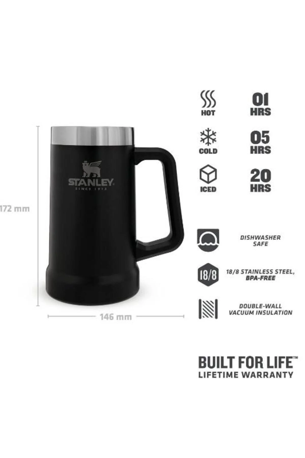 فلاسک فنجان قمقمه خلاء ماجراجویی 0.70 لیتر مشکی اورجینال Stanley