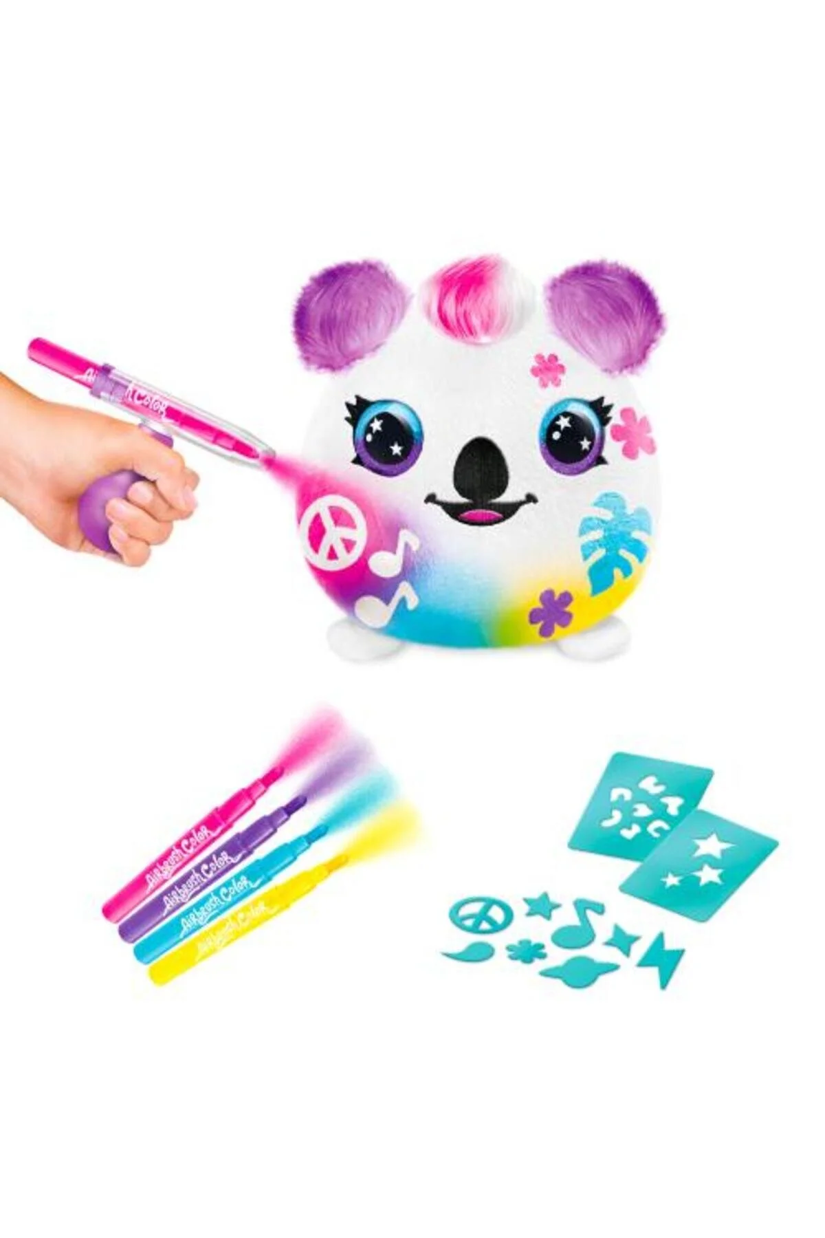 اسباب بازی های پشمی سطل رنگ ایربراش مخملی سورپرایز SQUISHY KOALA Mega