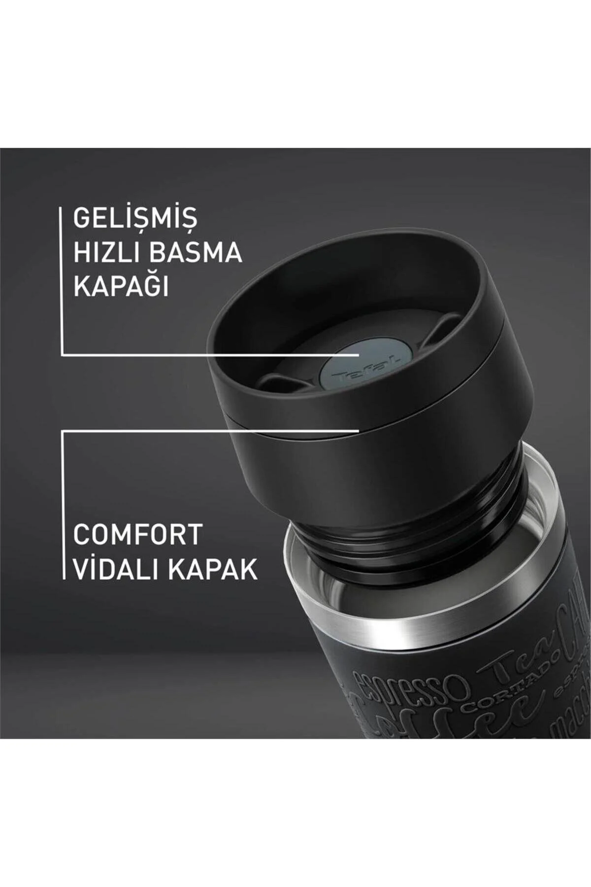 فلاسک قمقمه لیوان مسافرتی مشکی 0.36 لیتری اورجینال TEFAL