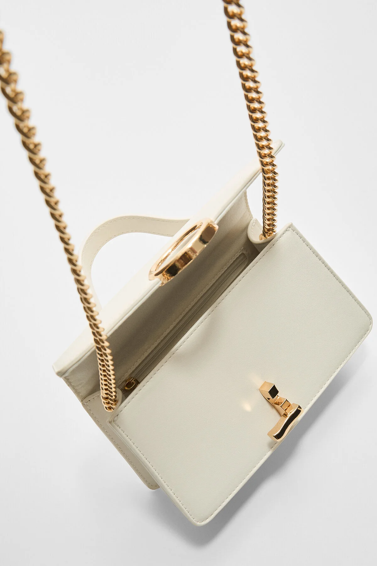 کیف چرم گرد با بند دوشی و کلیپس Stradivarius