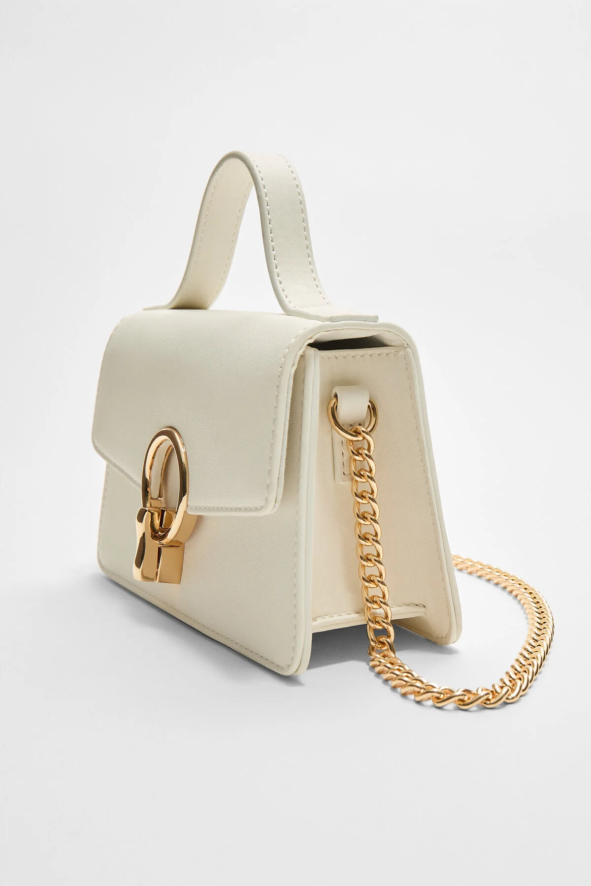 کیف چرم گرد با بند دوشی و کلیپس Stradivarius