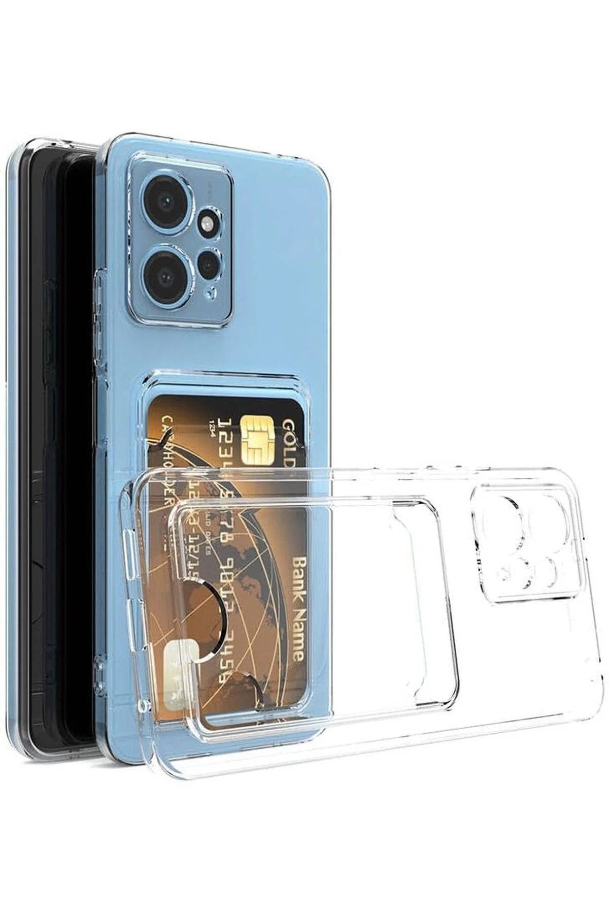 کاور و قاب شفاف سازگار REDMI NOTE 12 PRO 5G با گوشه های بیرون زده جای کارت Caseji