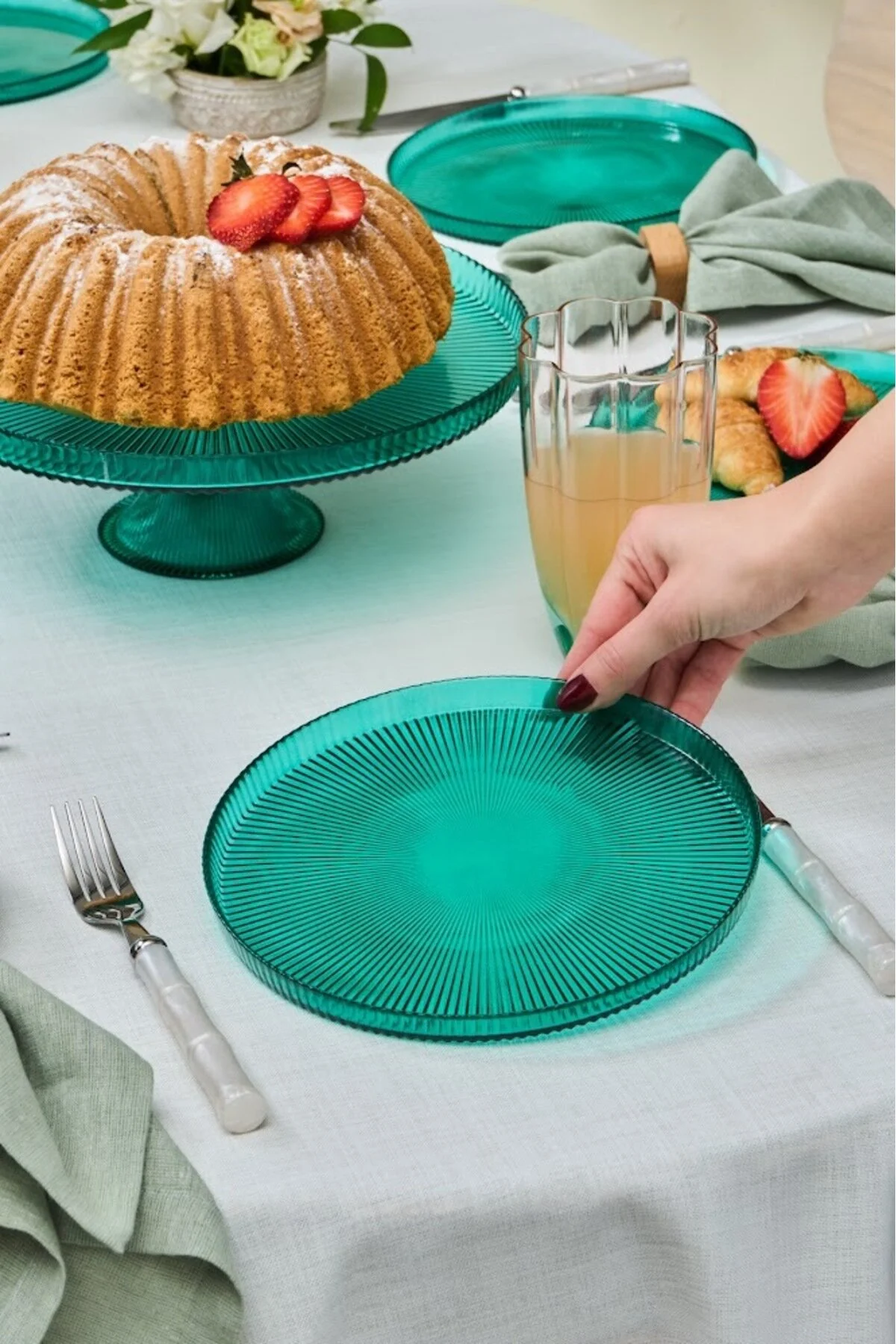 بشقاب ماسیمو شیشه 7 کیک مجموعه تازه 28 سانتی متر کاراجا Karaca