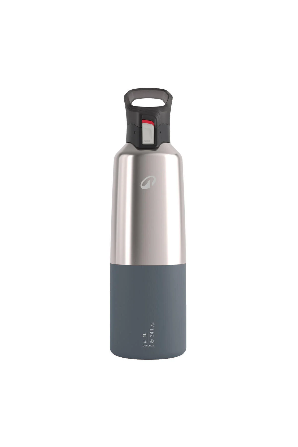 فلاسک خاکستری ترموس استیل ضد زنگ در فضای باز 1 L 900 دکتلون Decathlon