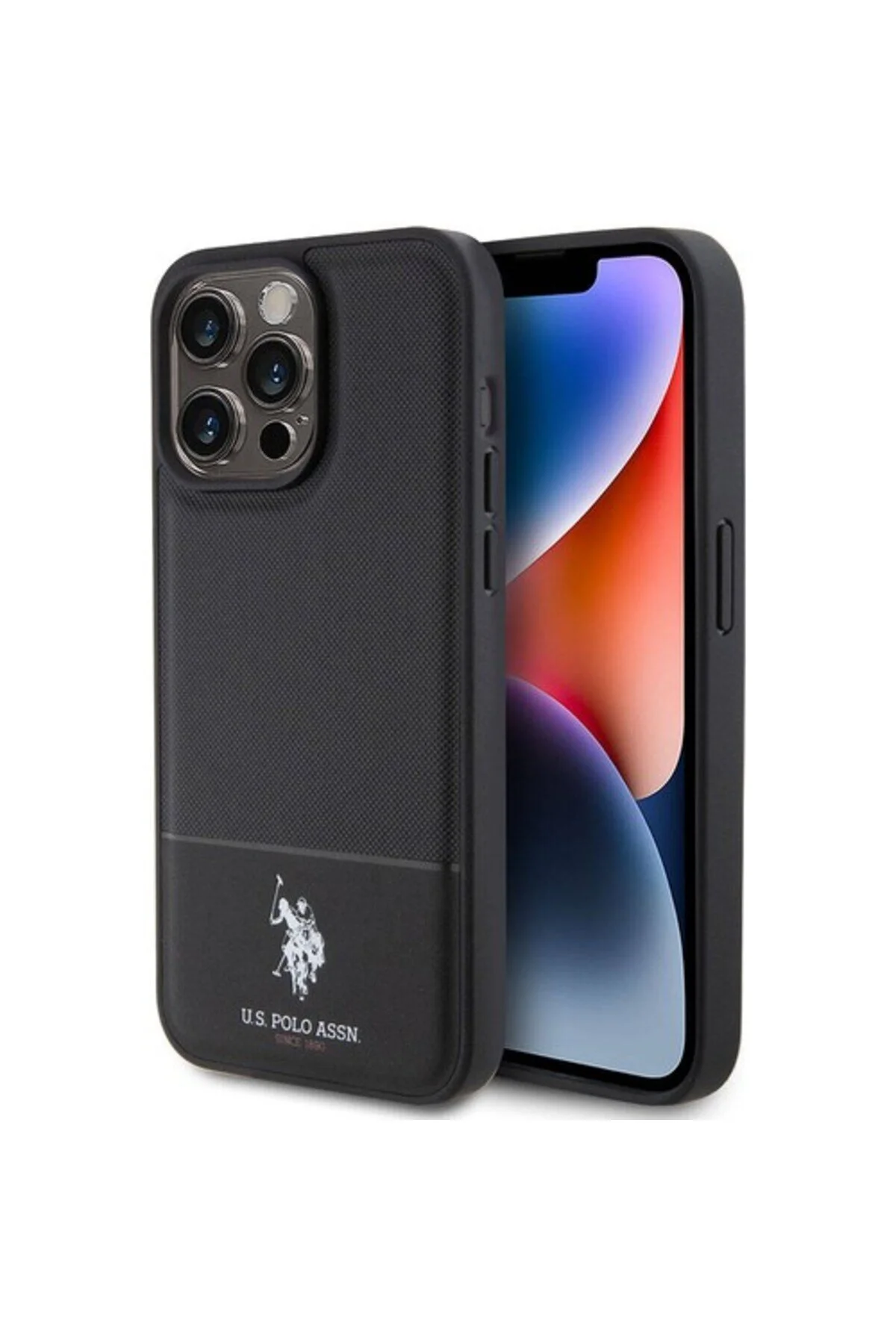کاور و قاب APPLE IPHONE 15 PRO MAX COMPATIBLE CASE دارای مجوز چاپ سطحی پشت چرم مصنوعی LO U.S. Polo Assn.