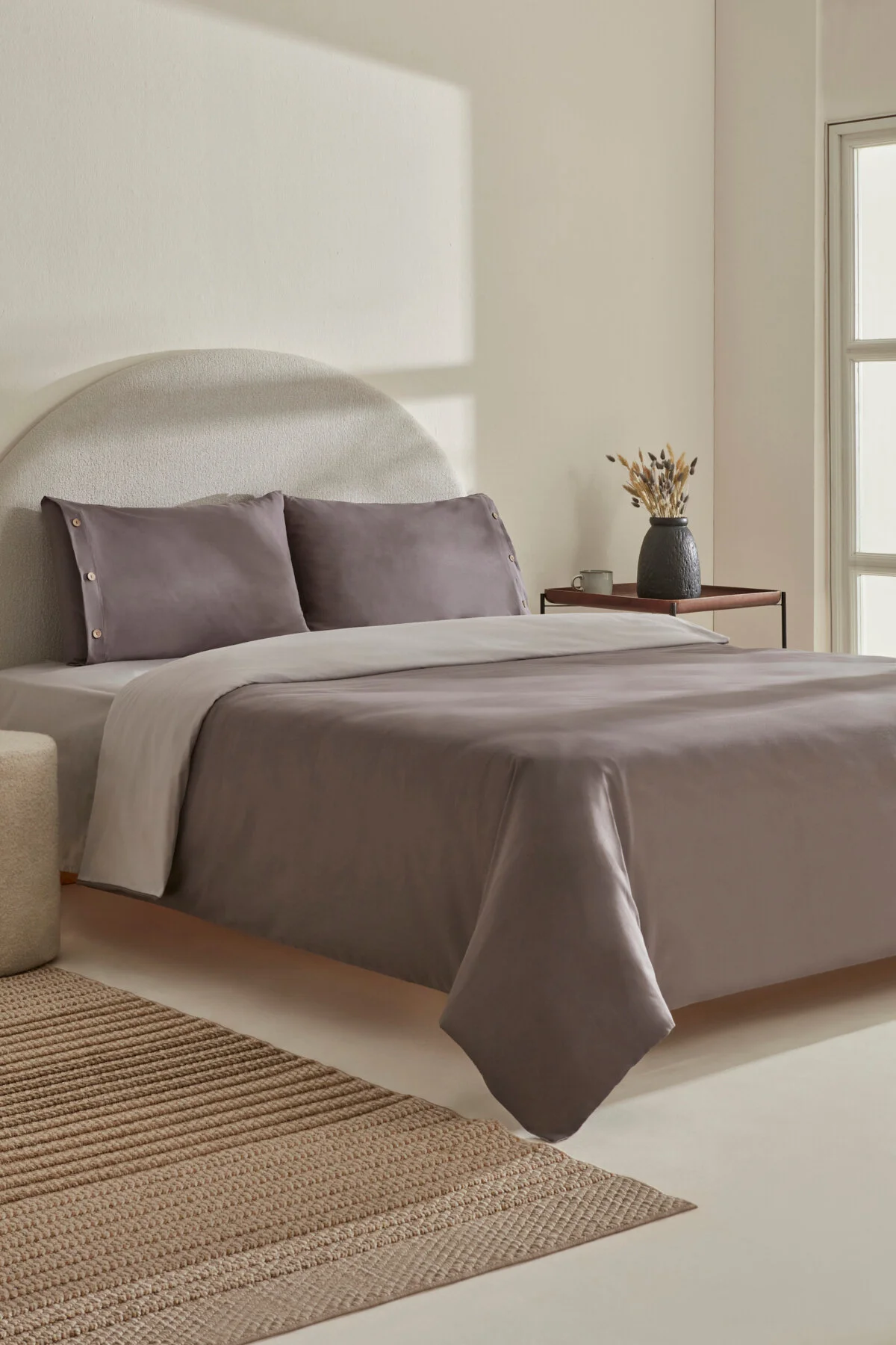 کاور لحاف یک نفره خاکستری پایه 100 ٪ پنبه تک ستوان تنظیم شده Karaca Home