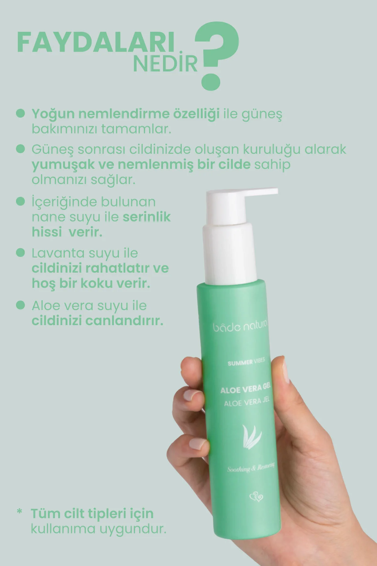 ژل آلوئه ورا طبیعی 100 میلی لیتر برای آبرسانی پس از آفتاب بادا ناتورال Bade Natural