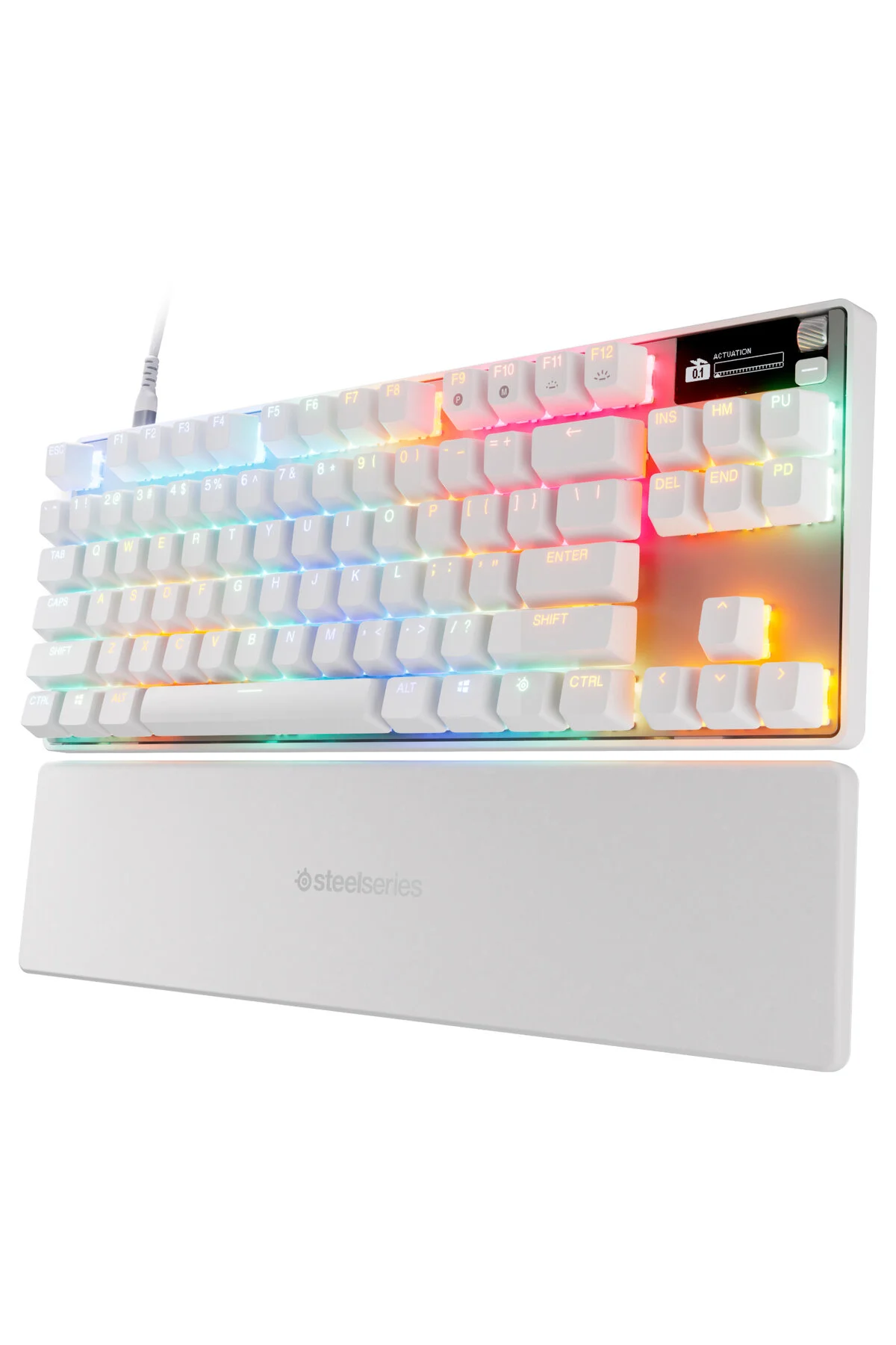 کیبورد مخصوص بازی APEX PRO TKL GEN3 OMNIPOINT 3.0 HYPERMANYETIC SWITCH RGB CABLE PLAYER انگلستان سفید SteelSeries