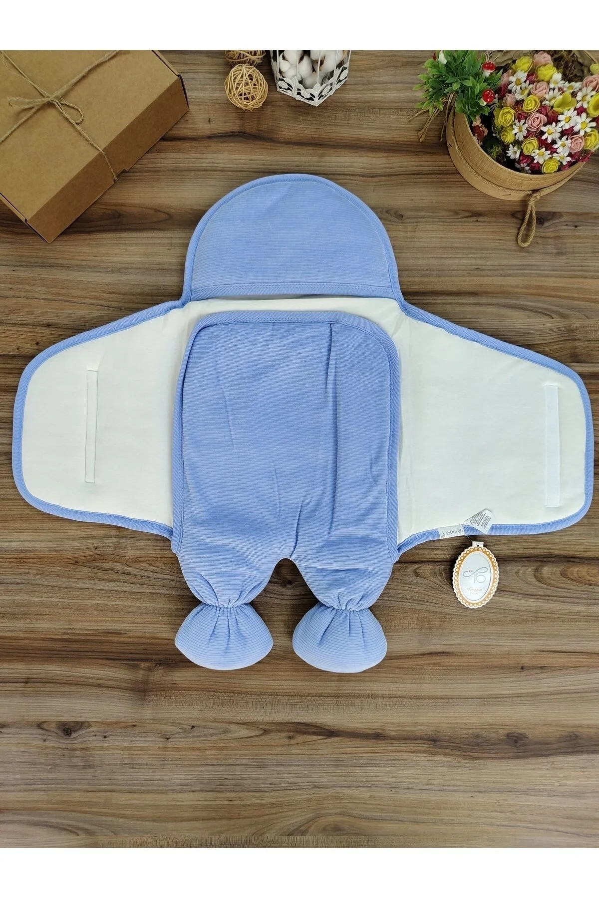 پتوی نوزاد و کودک آبی پسرانه بچگانه WICK FOOT BABY در خارج از بیمارستان پتو خروجی Tomuycuk